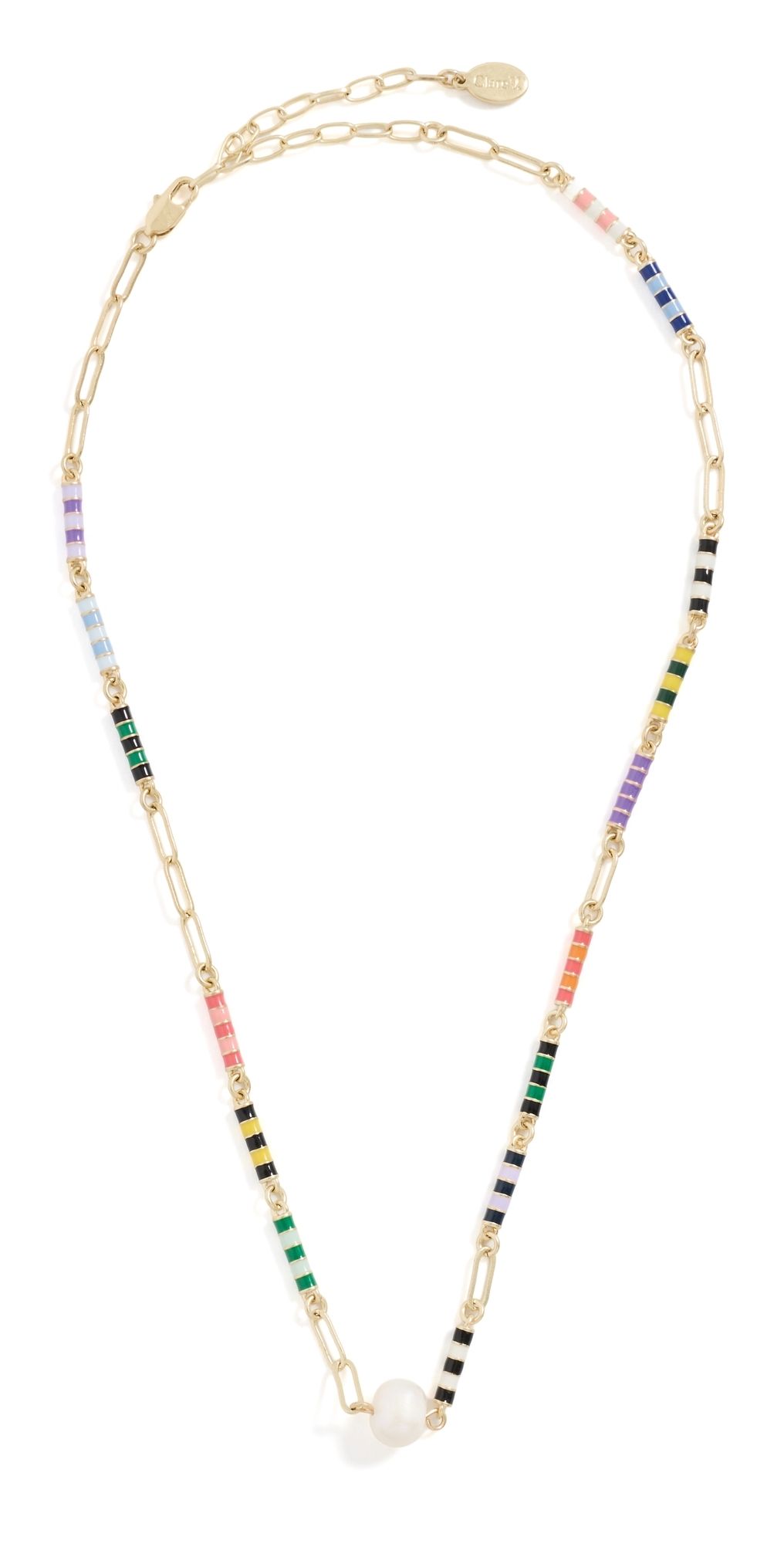 Clare V. Le Stripe Pearl Necklace Multi One Size