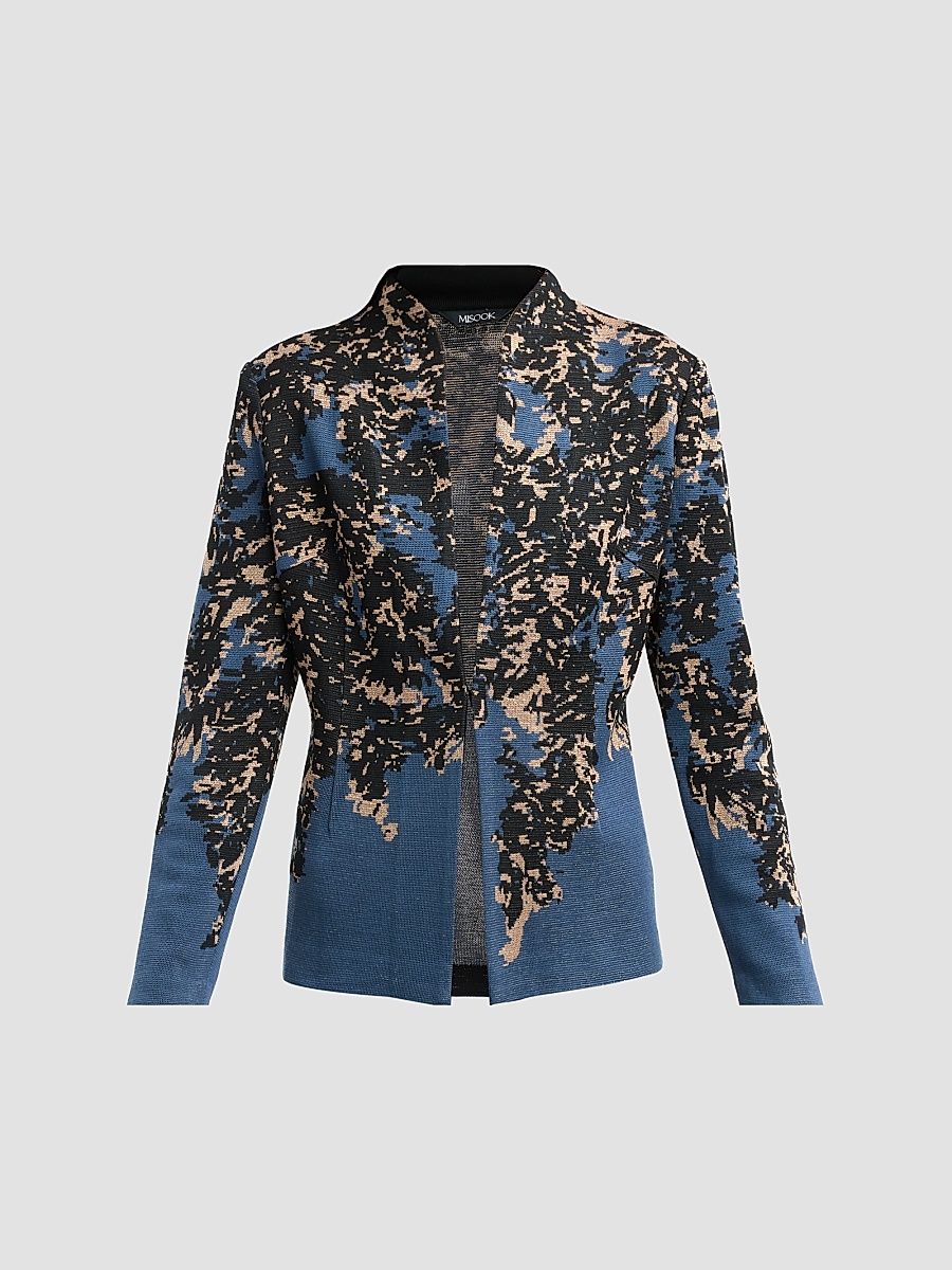 Misook Women's Abstract Speckled-Knit Jacket - Star Dust Charmeuse Goldl Urex Black - Size XXL