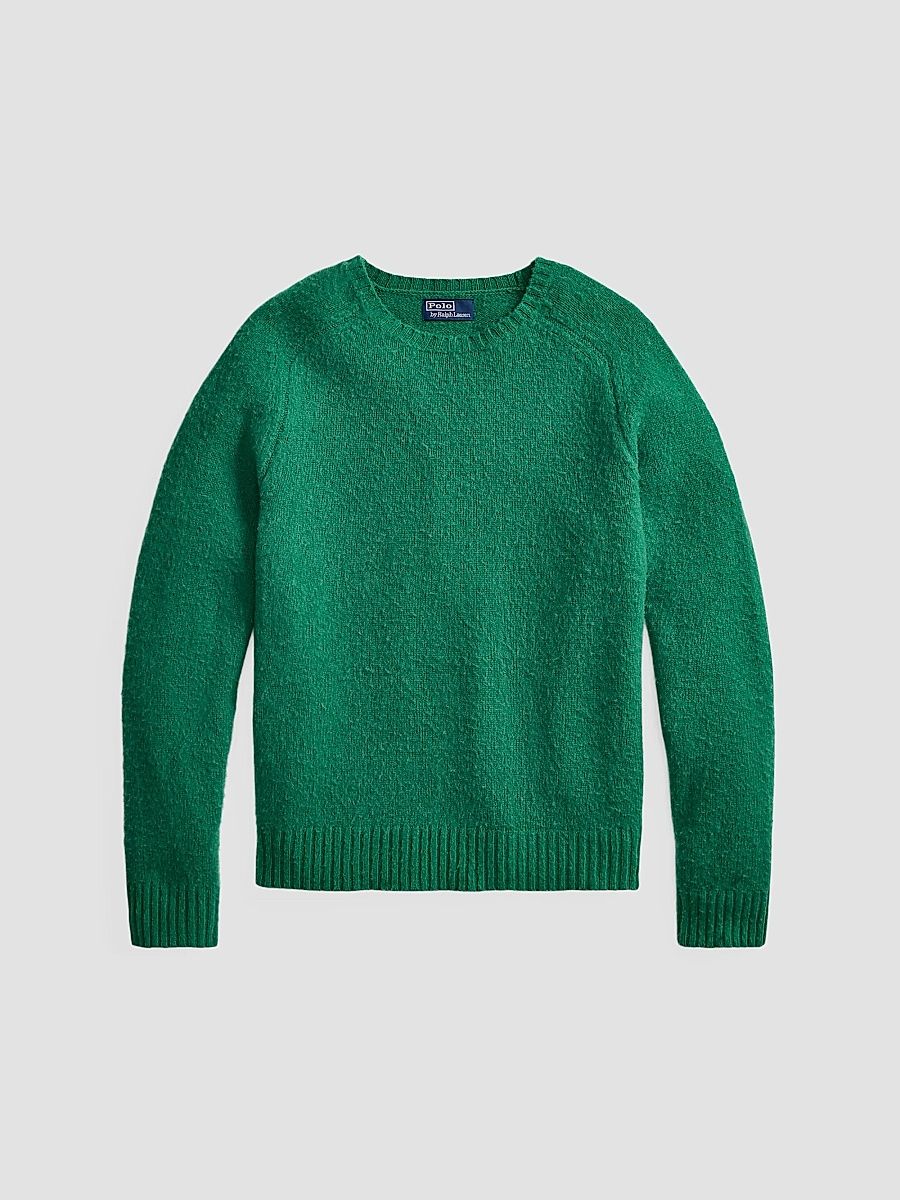 Polo Ralph Lauren Men's Elbow-Patch Wool-Cashmere Crewneck Sweater - Green Basil - Size XXL