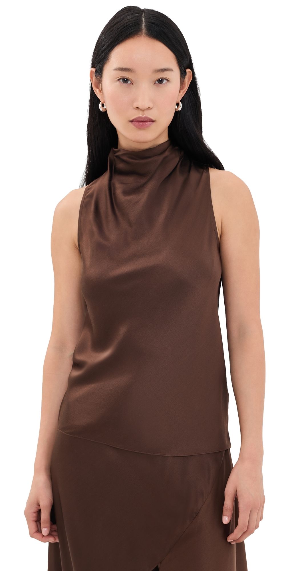 Helmut Lang Tie Neck Silk Top Serra XS
