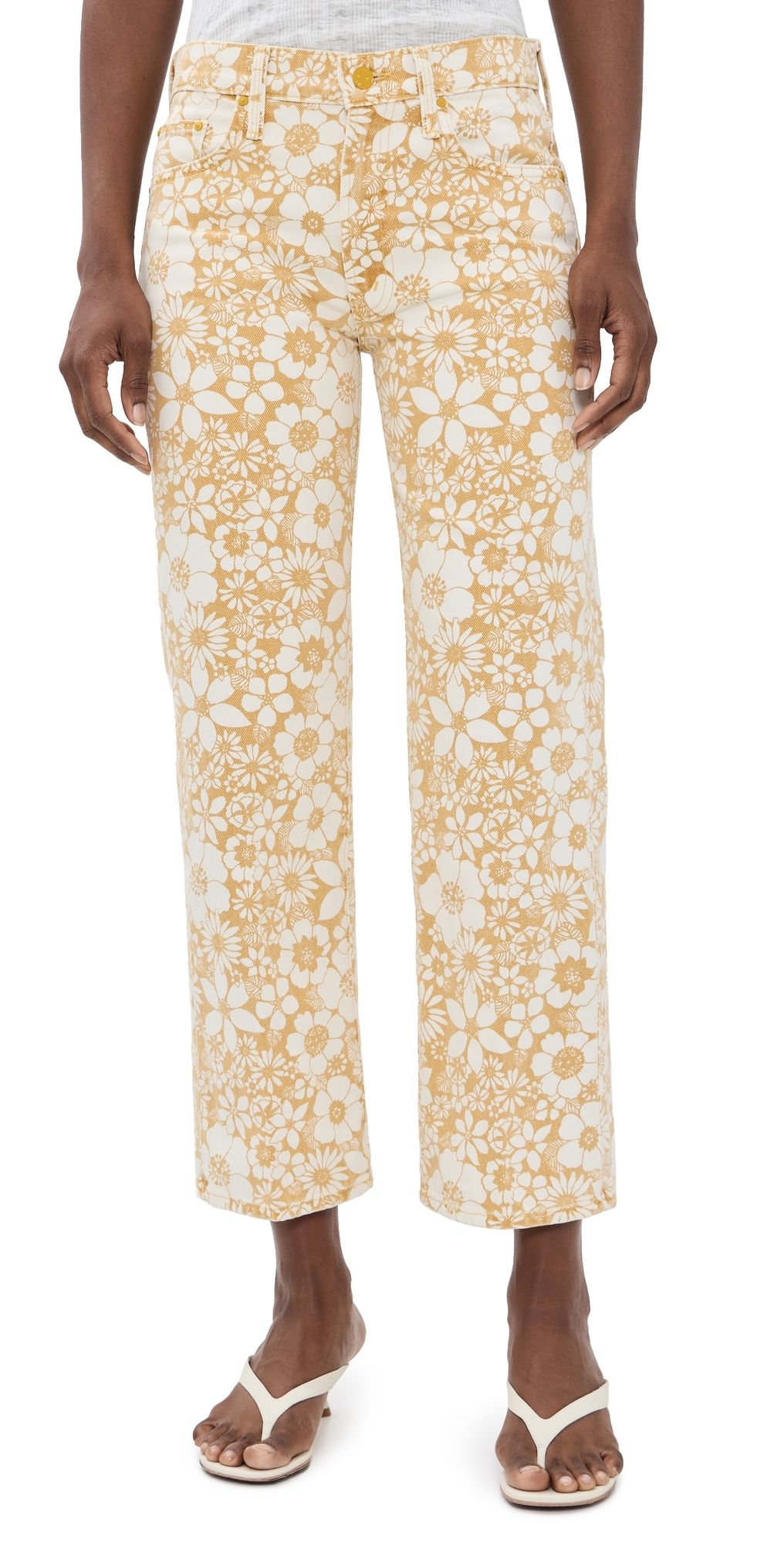 MOTHER The Mid Rise Rambler Zip Ankle Jeans Floral Notes 24