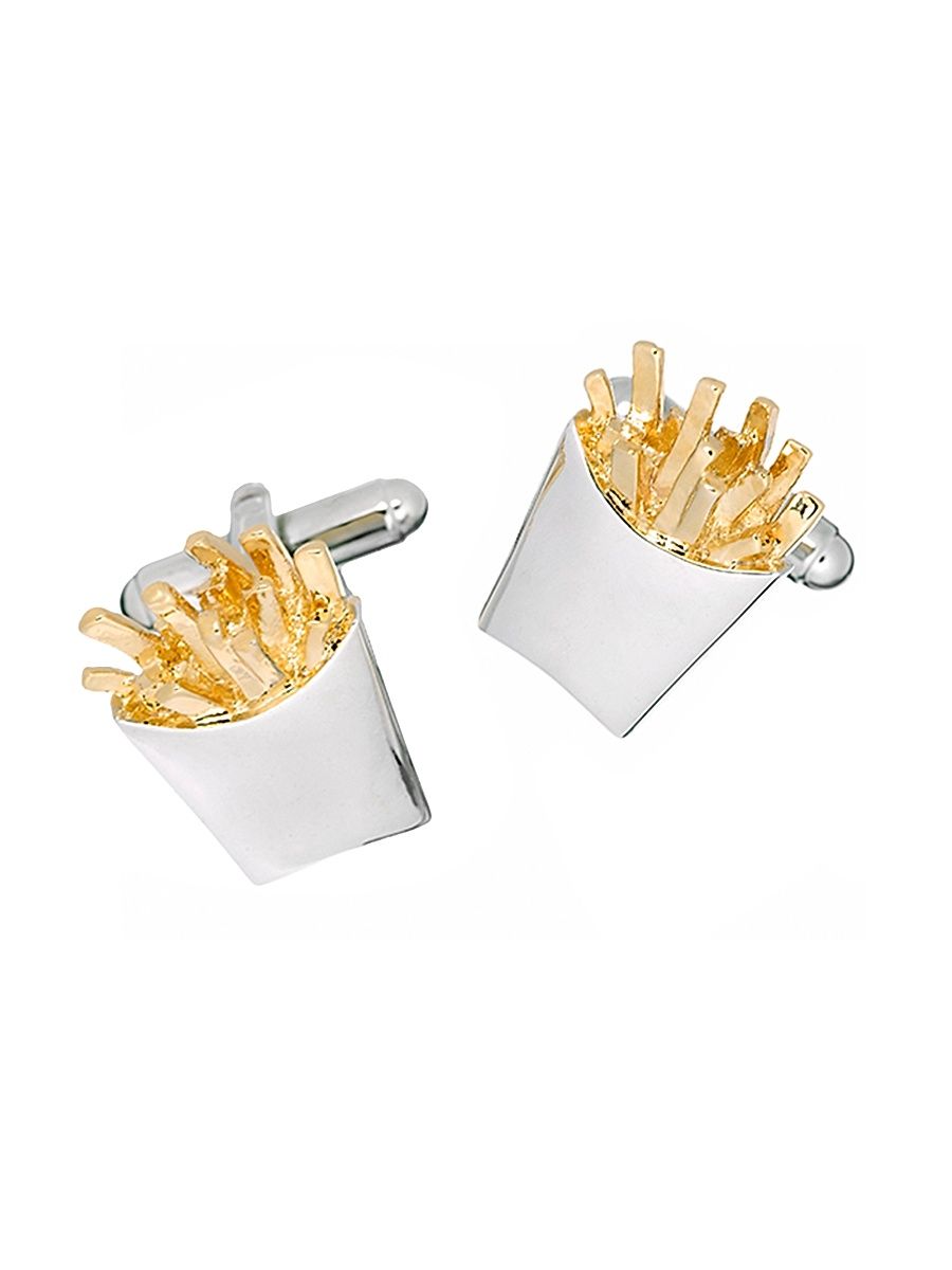Men's French Fries Cufflinks - Gold Silver