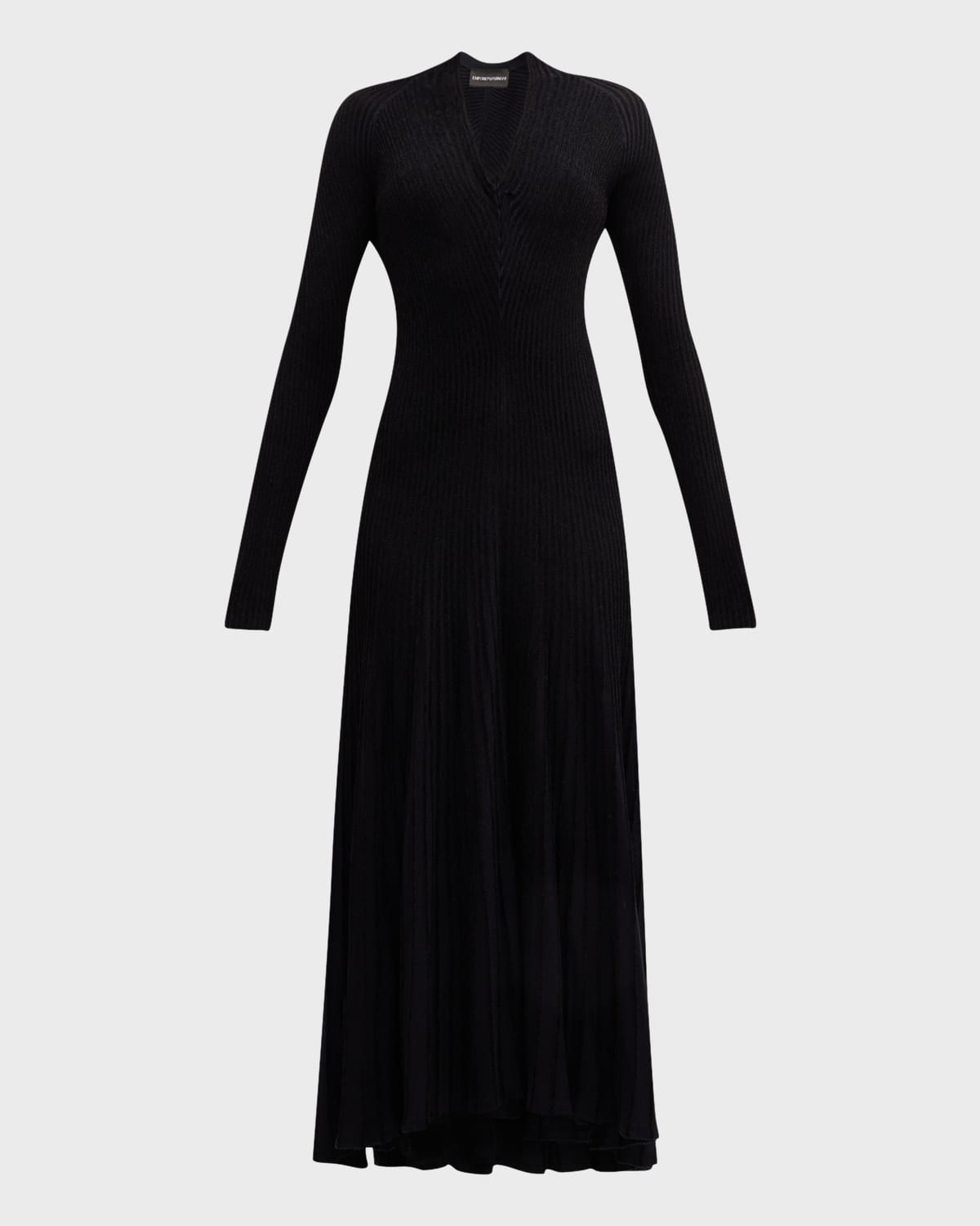 High-Low Ribbed Knit Midi Dress