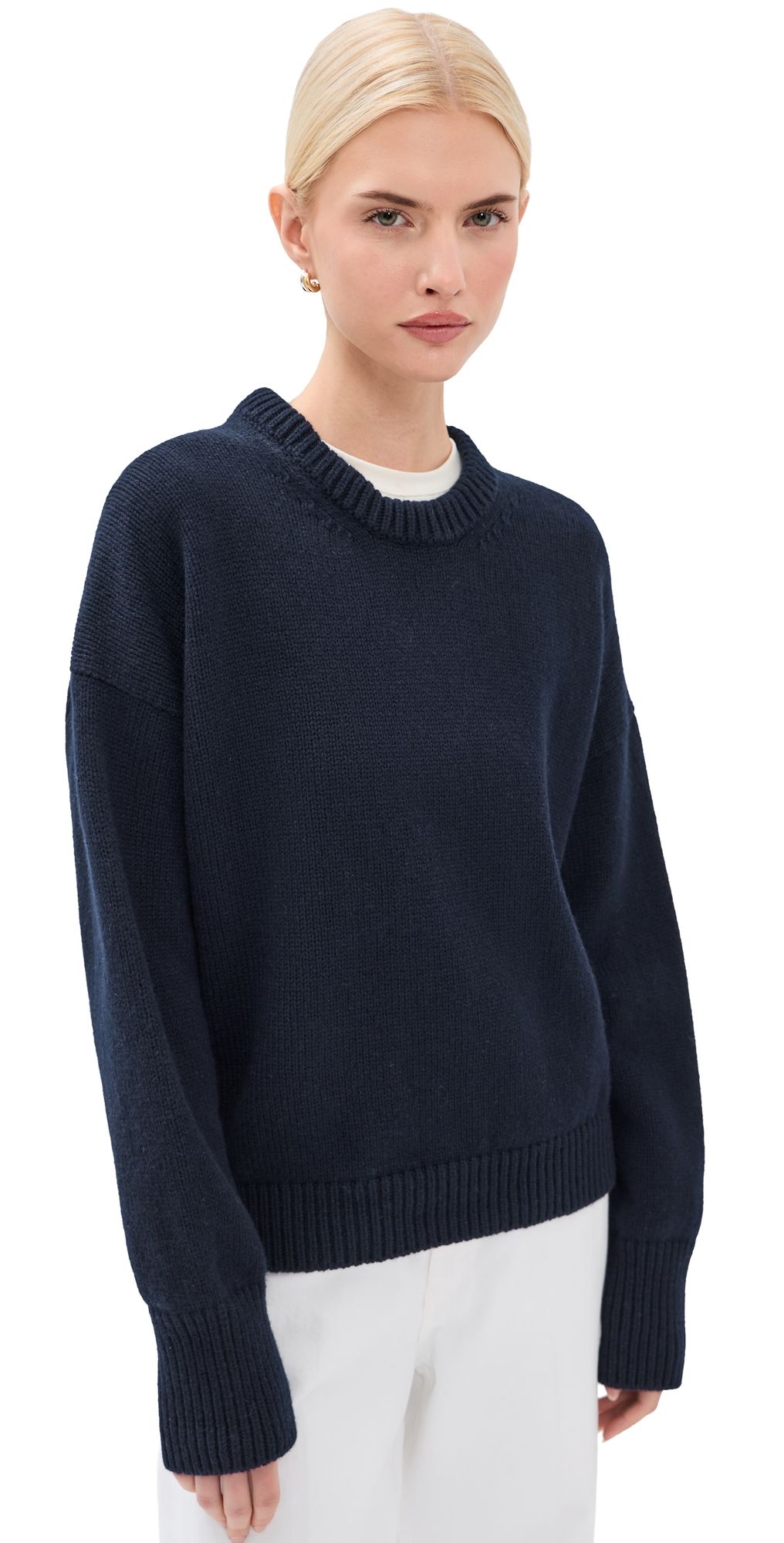 &Daughter Sora Slouch Wool Crew Sweater Navy S
