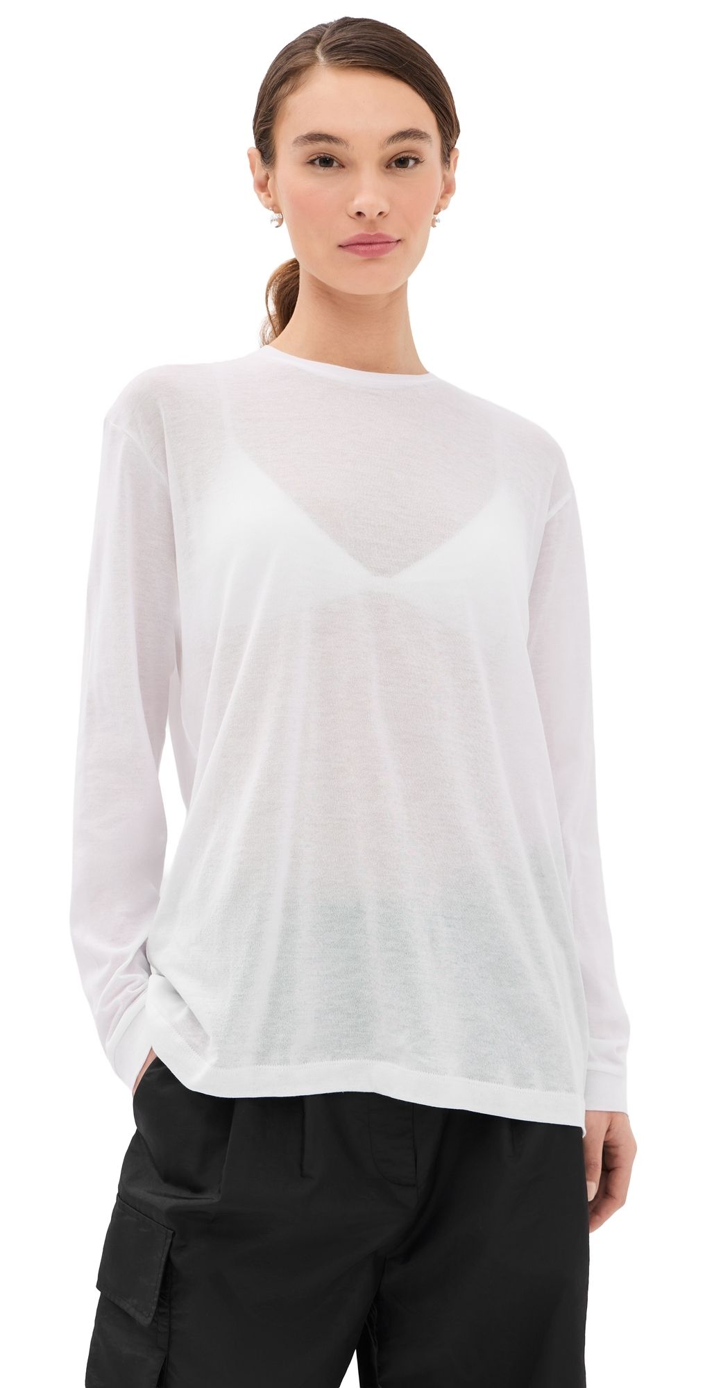 Tibi Sheer Crepe Knit Tee White L