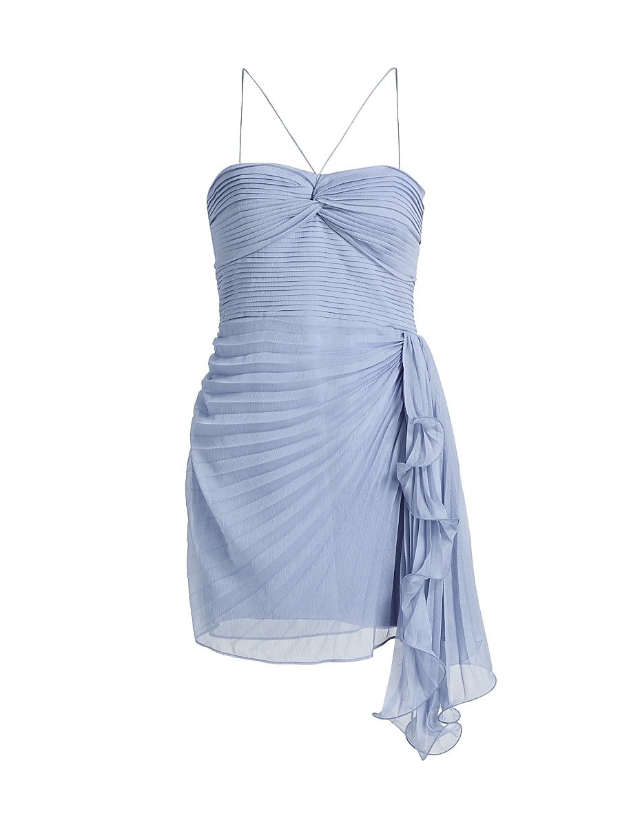 Women's Bentley Pleated Draped Minidress - Moonjelly Glow - Size 12