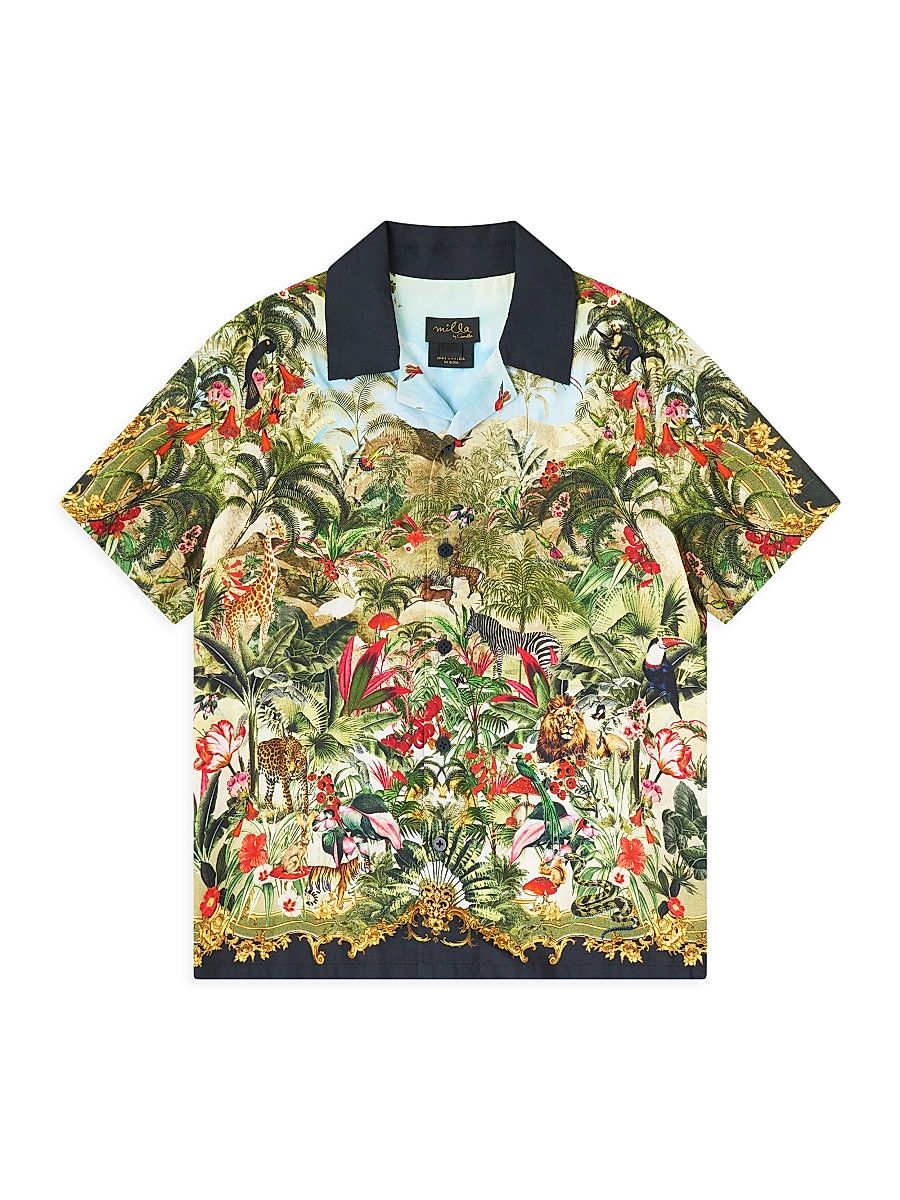 Little Boy's & Boy's Jungle-Print Short-Sleeve Shirt - Wanderlust Empire - Size 10