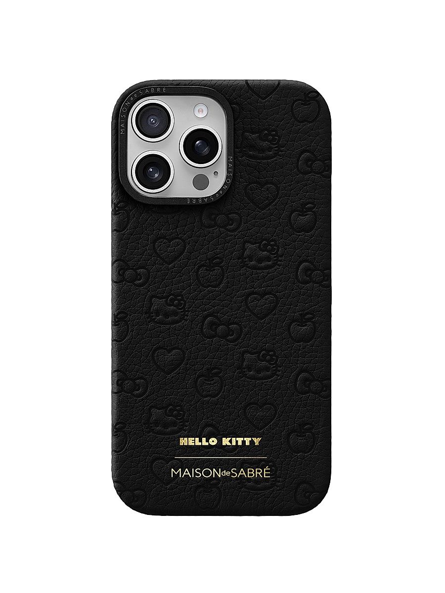 Hello Kitty Leather Phone Case (iPhone 16 Pro) - Black Caviar