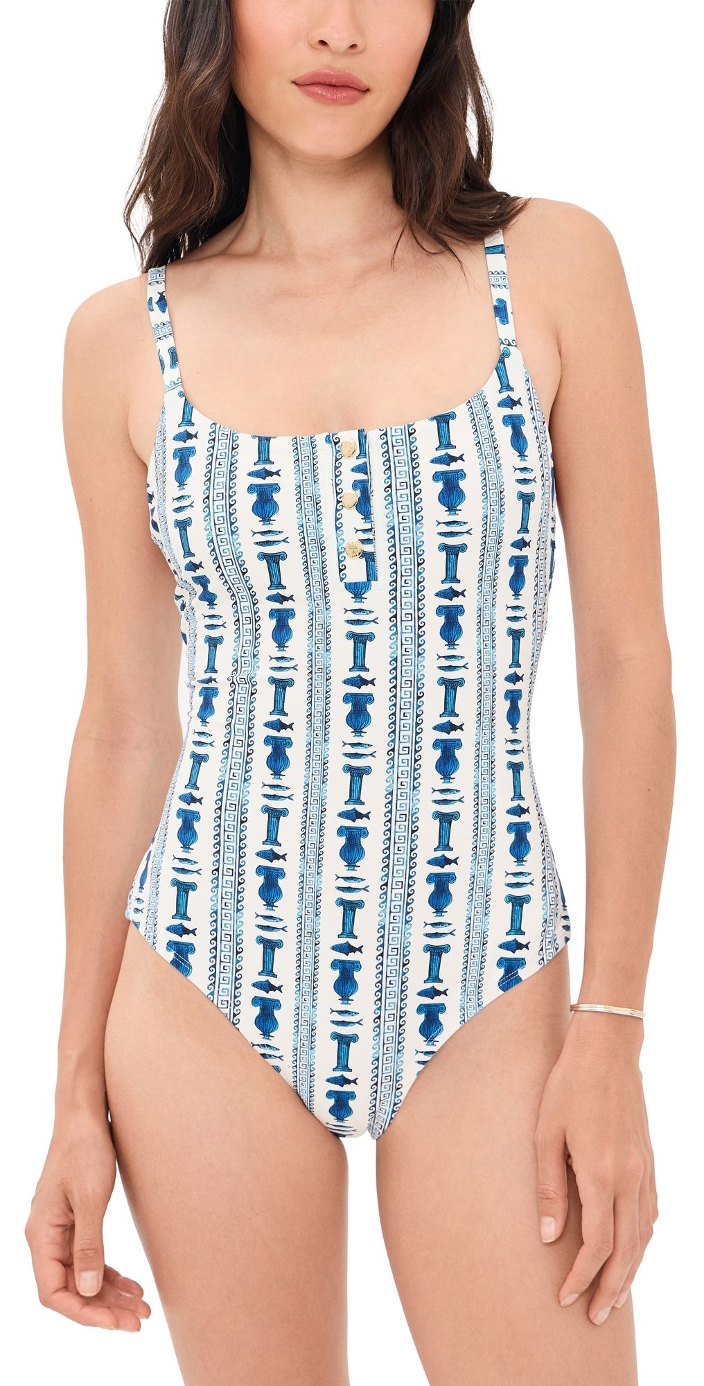 STYLEST Lia Burke One-Piece Swimsuit Greek Stripes XL