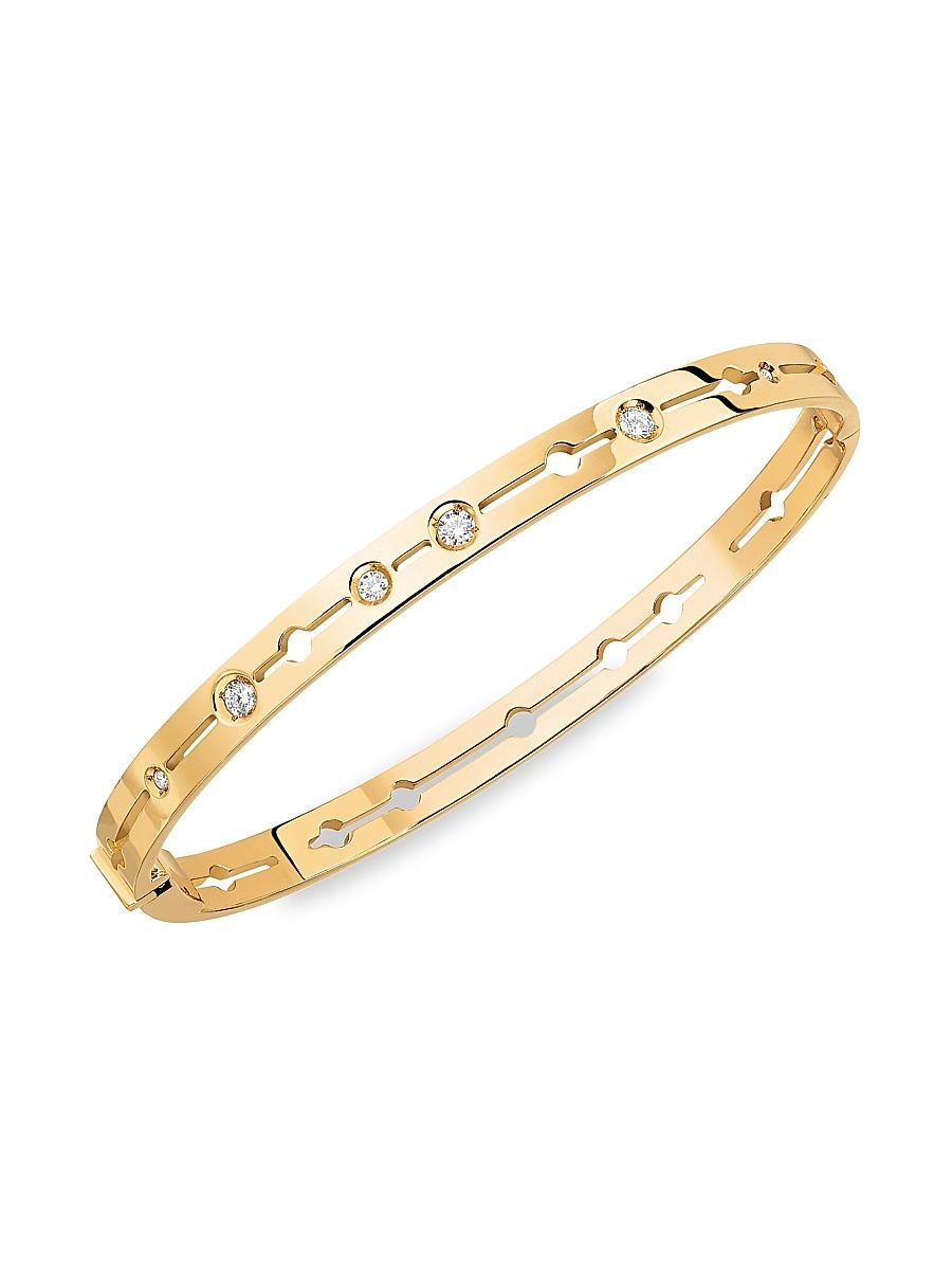 Women's Pulse Small 18K Yellow Gold & Diamond Bangle - Gold - Size Large