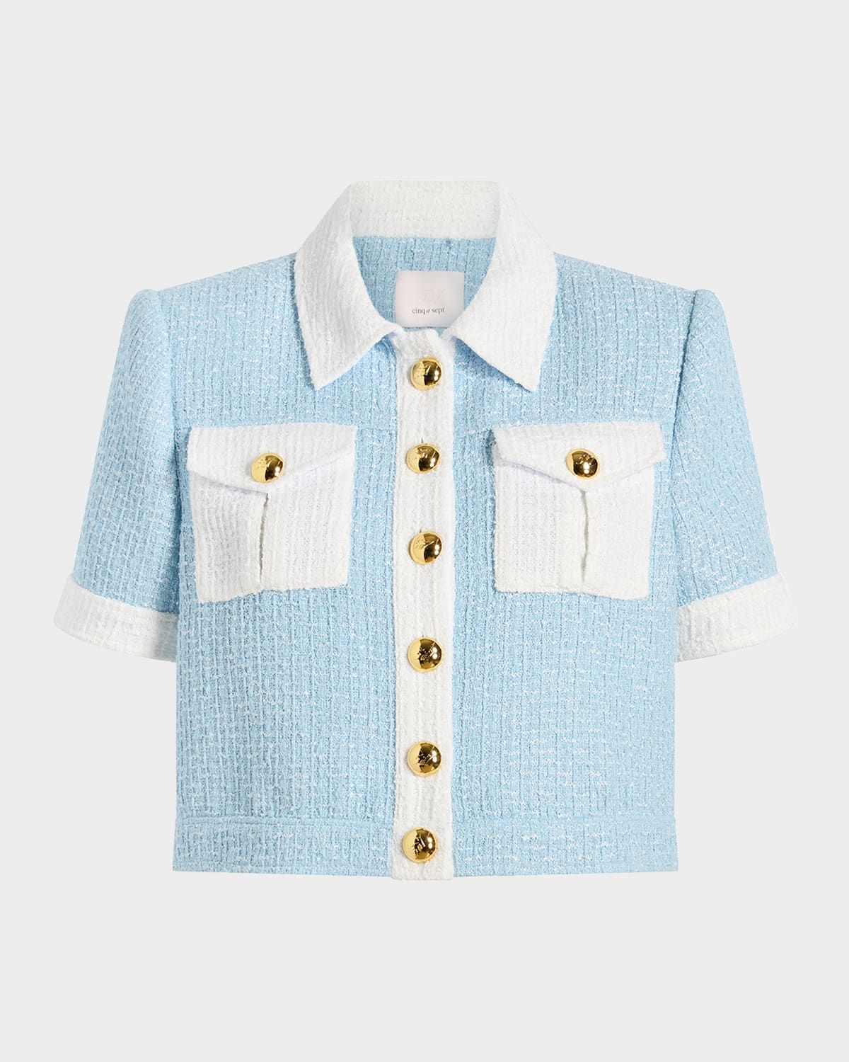 Nissy Short-Sleeve Tweed Jacket