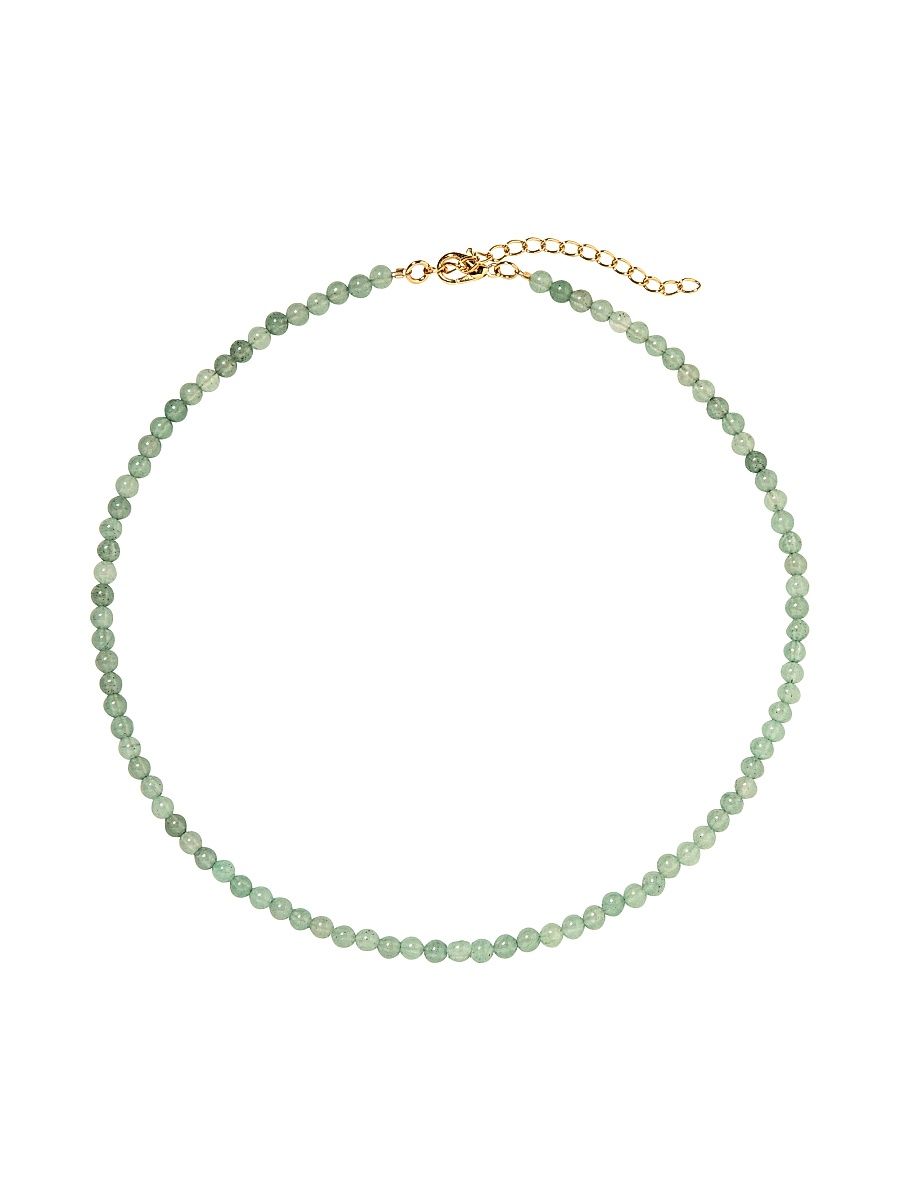 Women's Ersa 18K-Gold-Plated & Aventurine Beaded Necklace - Light Pastel Green