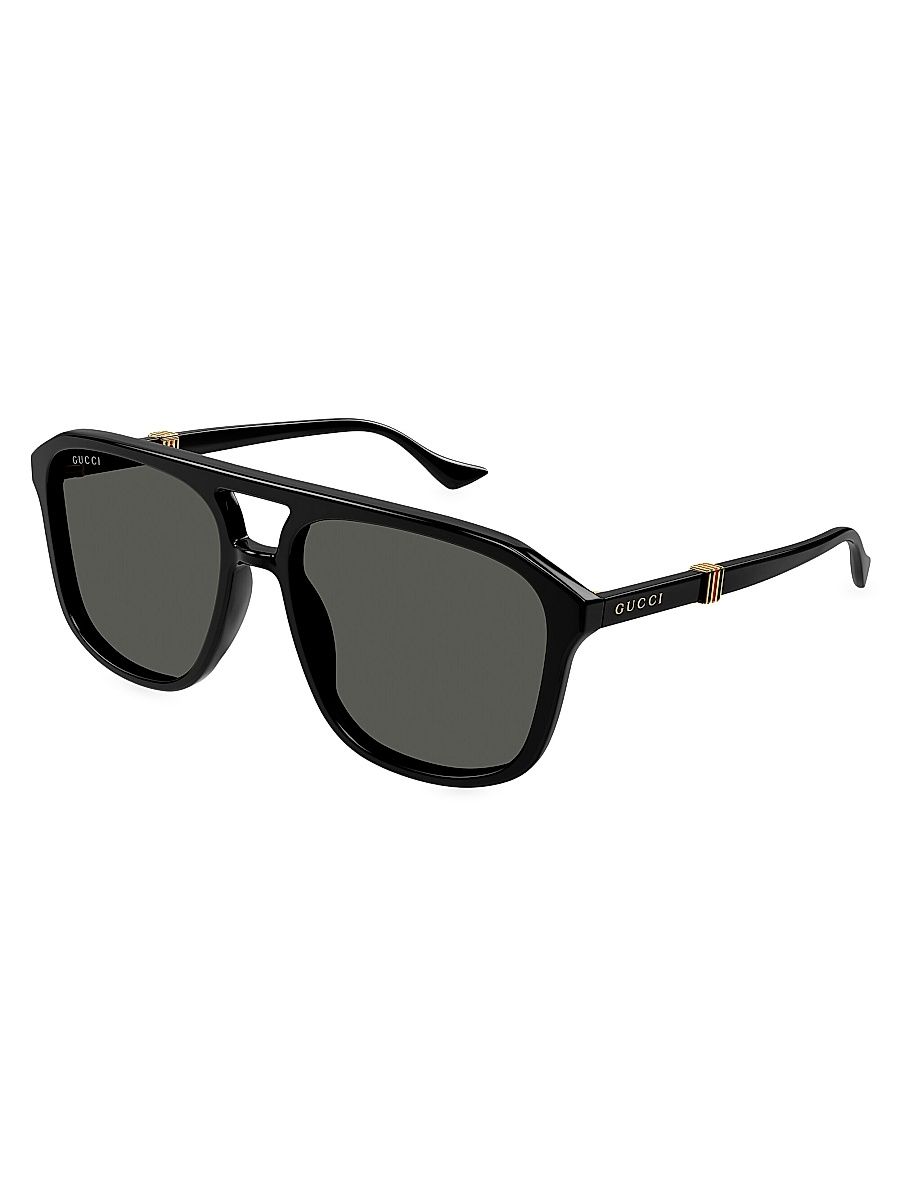 Men's Running Web GG1494S 57MM Navigator Sunglasses - Black Dark Grey