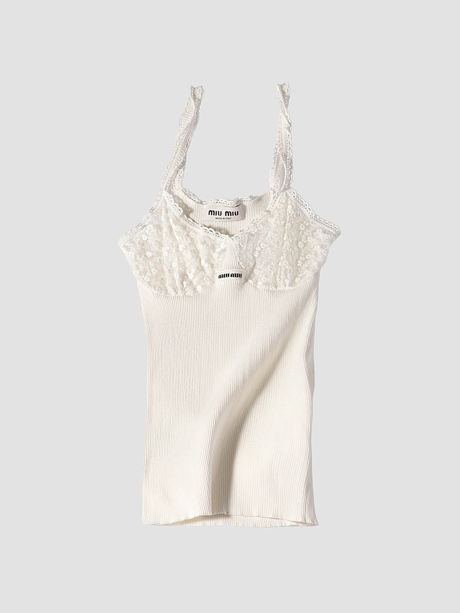 Women's Cotton and Lace Top - White - Size 0