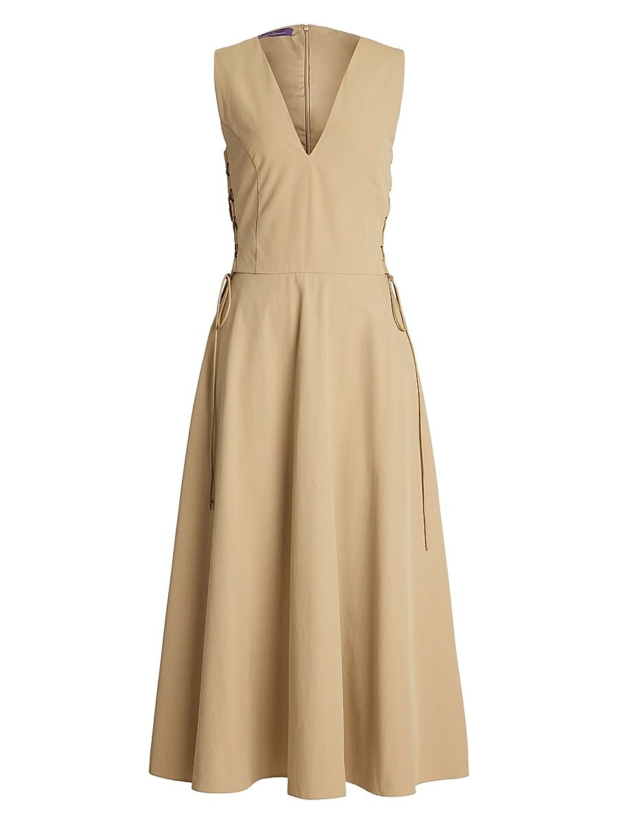 Women's Renna Cotton Sleeveless Midi-Dress - Lux Tan - Size 8