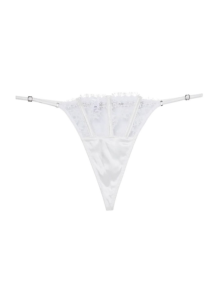 Women's Frankie Eyelash Lace Thong - Ivory - Size XL
