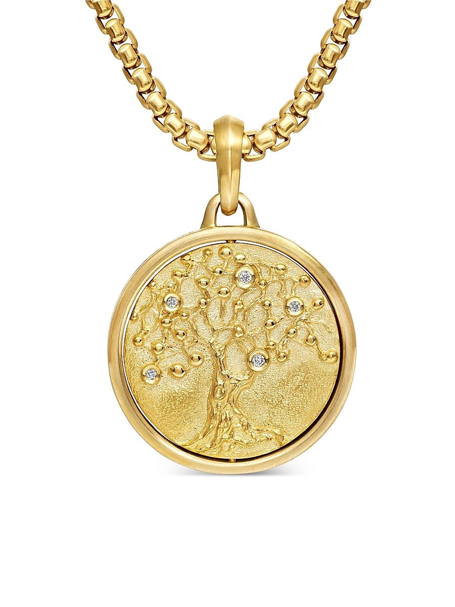 Men's Life and Death Duality Amulet in 18K Yellow Gold - Diamond