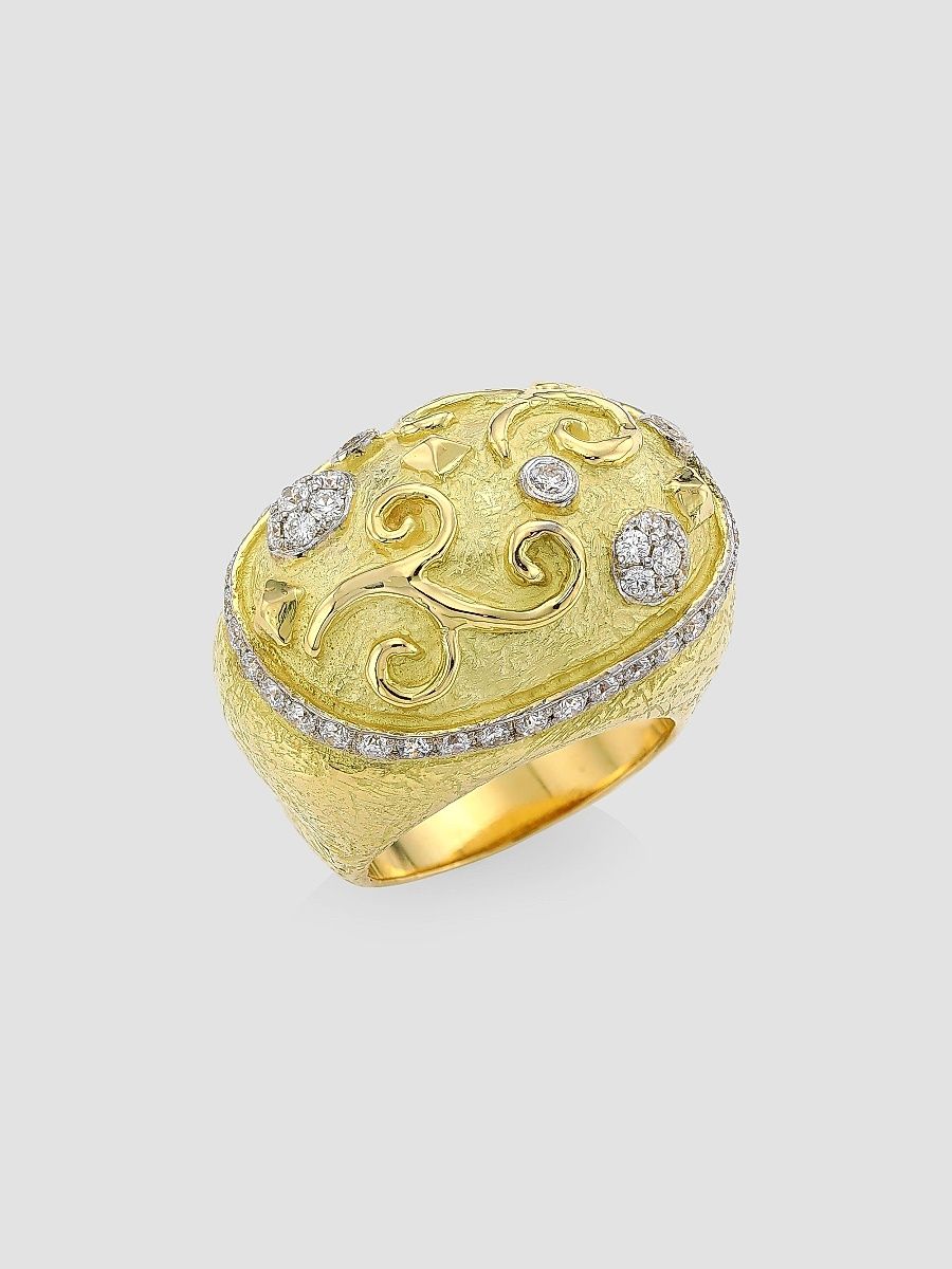 Katy Briscoe Women's Fete Medium Two-Tone & Diamond Ring - Yellow Gold