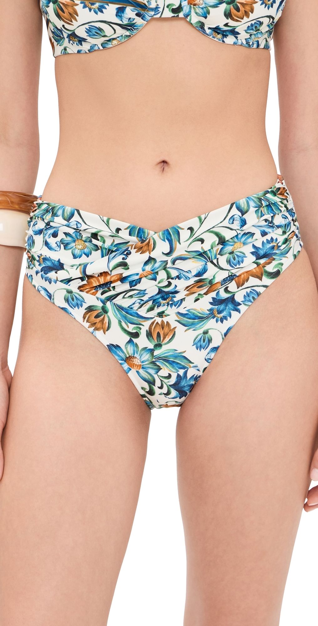 FARM Rio Flora Tile Hot Pants Bikini Bottoms Flora Tile Off White XS