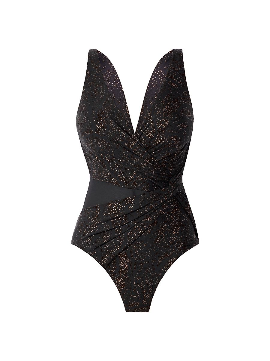 Women's Brillante Circe Abstract One-Piece Swimsuit - Black - Size 16