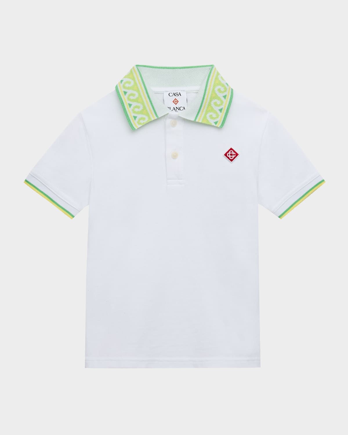 Girl & apos;s Contrast-Trim Laurel-Collar Polo Shirt, Size 3-14