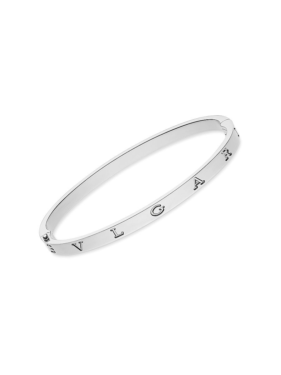 B. zero1 18K White Gold Logo Bangle Bracelet - White Gold - Size Medium