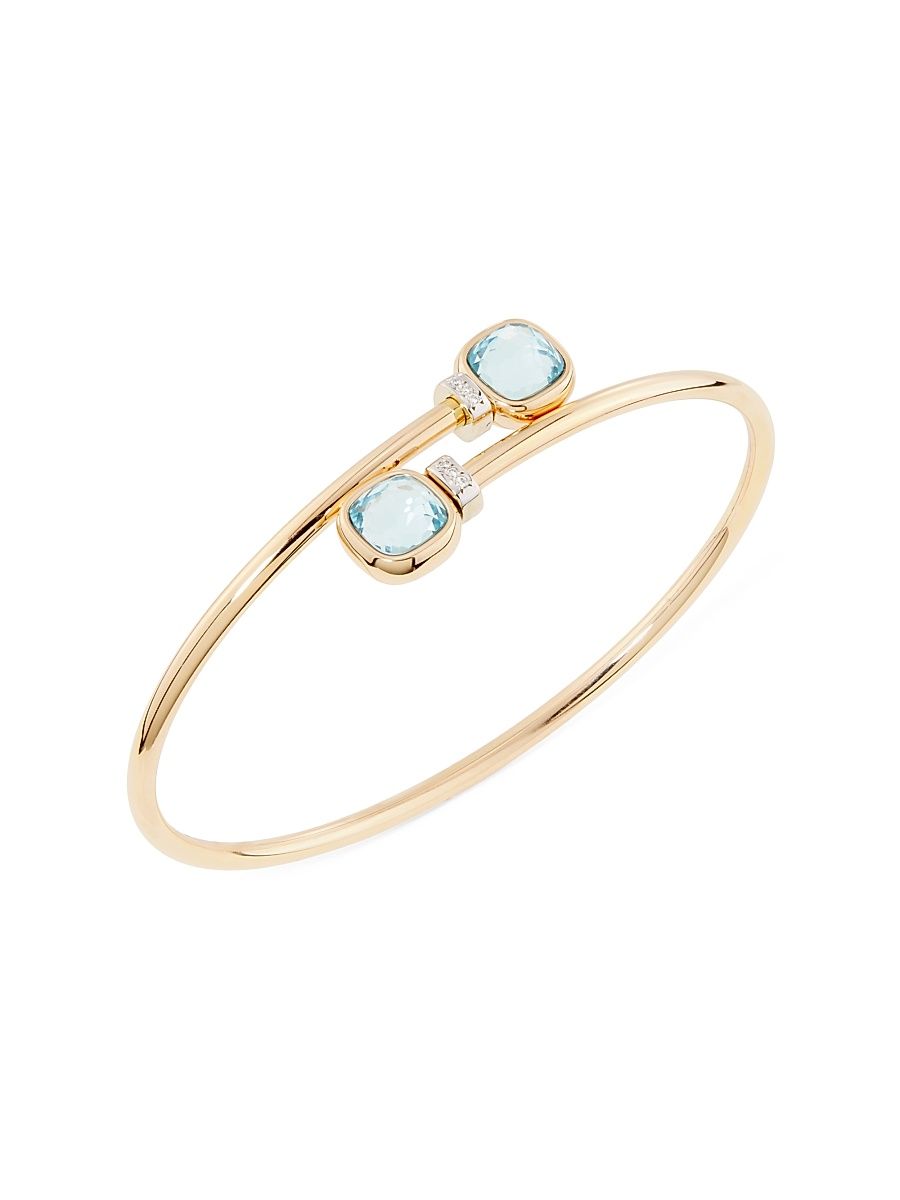 Women's Nudo Mini 18K Rose Gold, Sky Blue Topaz & 0.02 TCW Diamond Bangle Bracelet - Rose Gold - Size Medium