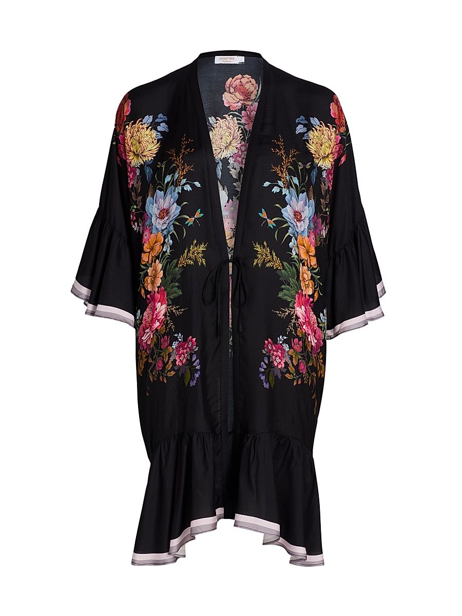 Women's Baccara Silk-Blend Ruffled Caftan - Baccara - Size Large