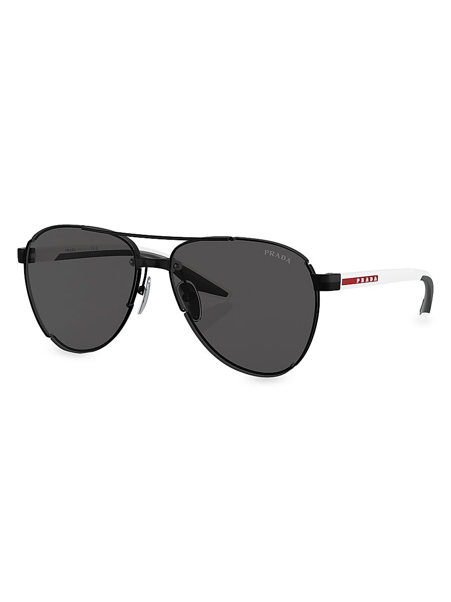 Men's 61MM Aviator Sunglasses - Matte Black Dark Grey