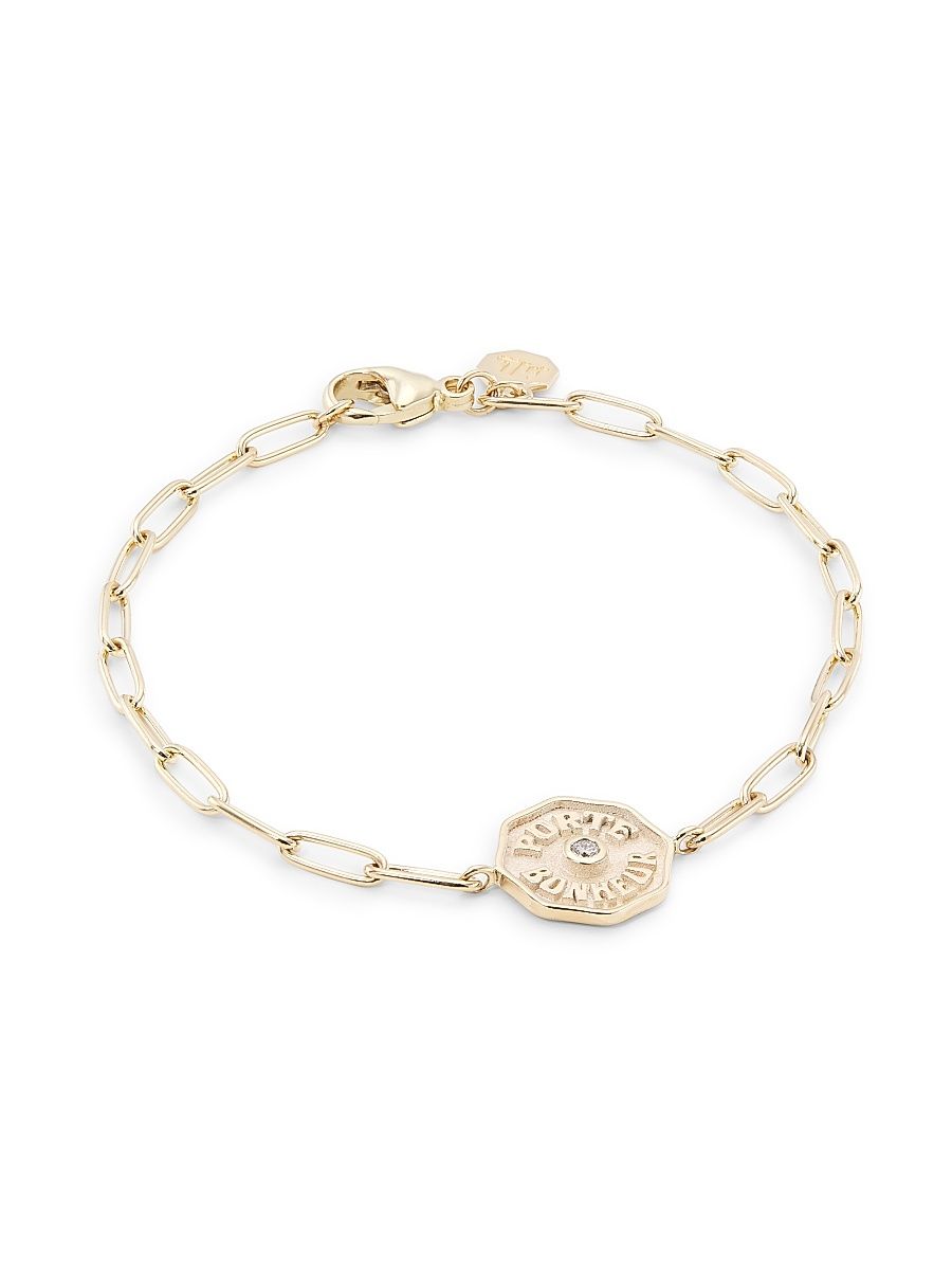 Women's Je Porte Bonheur 14K Yellow Gold & White Diamond Bracelet - White Diamond