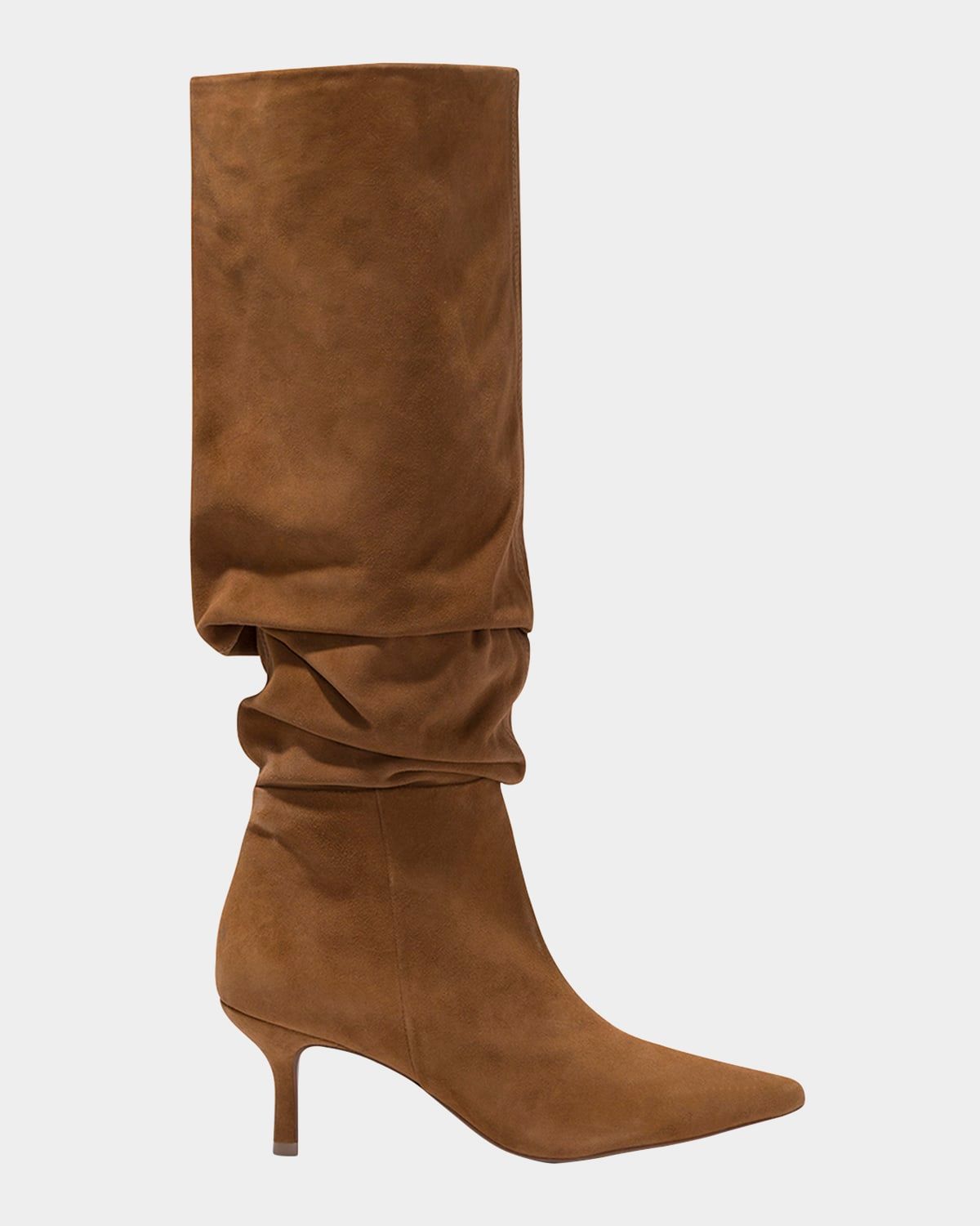 Jordi Suede Kitten-Heel Boots