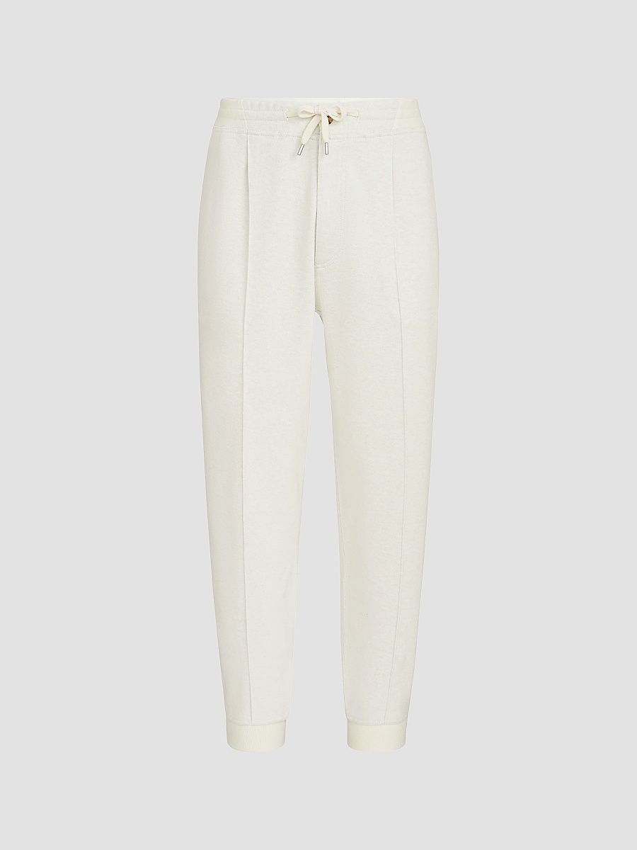 Men's Cashmere and Cotton French Terry Double Cloth Trousers - Off White - Size XXXXL