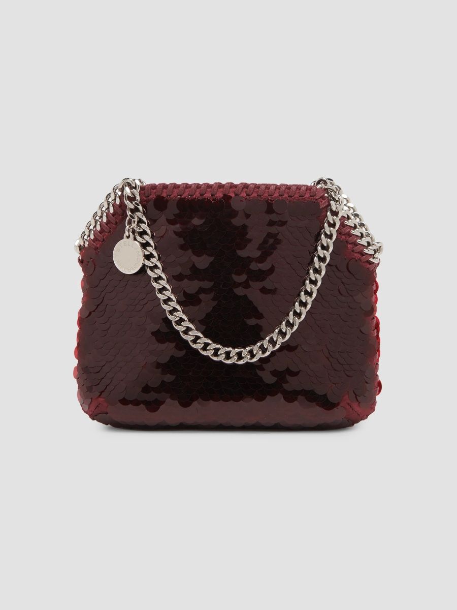 Stella McCartney Women's Falabella Mini Sequined Shoulder Bag - Bordeaux