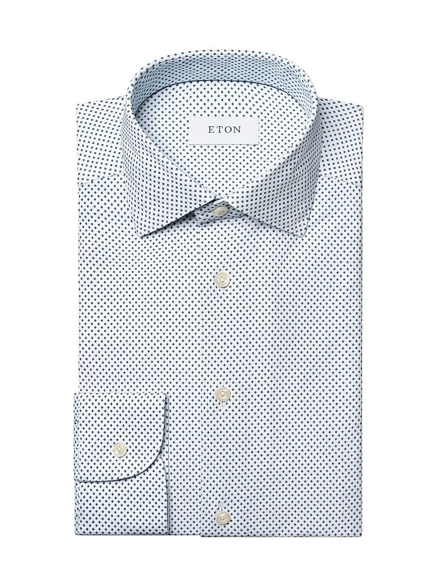 Men's Slim-Fit Neat Medallion 4Flex Shirt - Blue - Size 17
