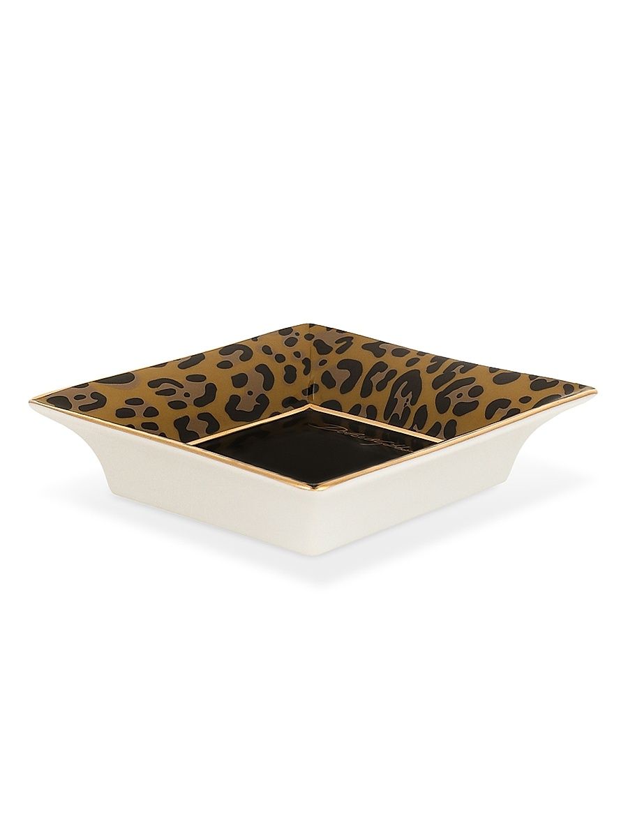 Leopard Square Porcelain Trinket Tray