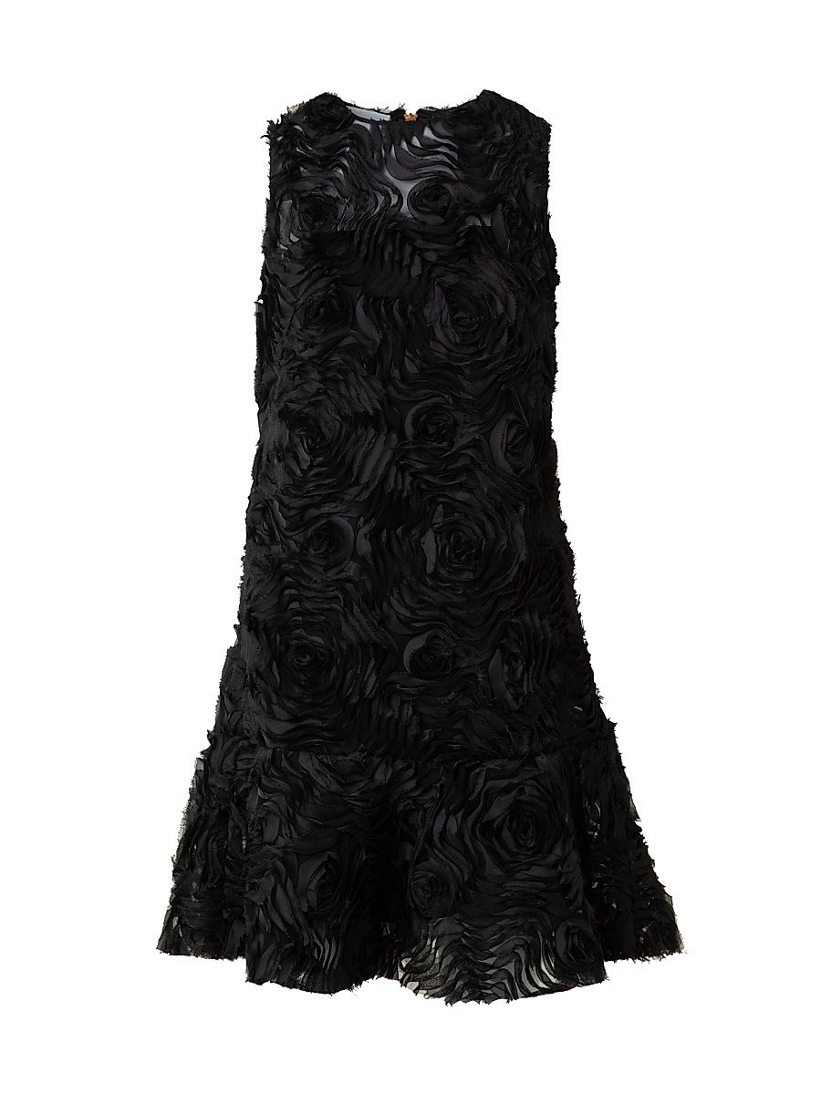 Women's Carnation Appliqué A-line Cocktail Dress - Black - Size 12