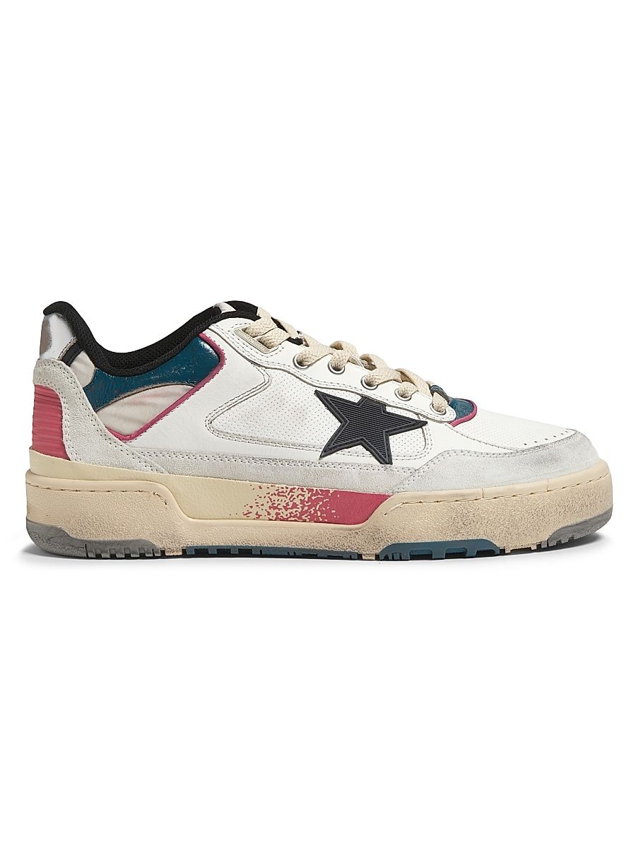 Men's Forty2 Leather Low-Top Sneakers - White Ottanio Black - Size 13