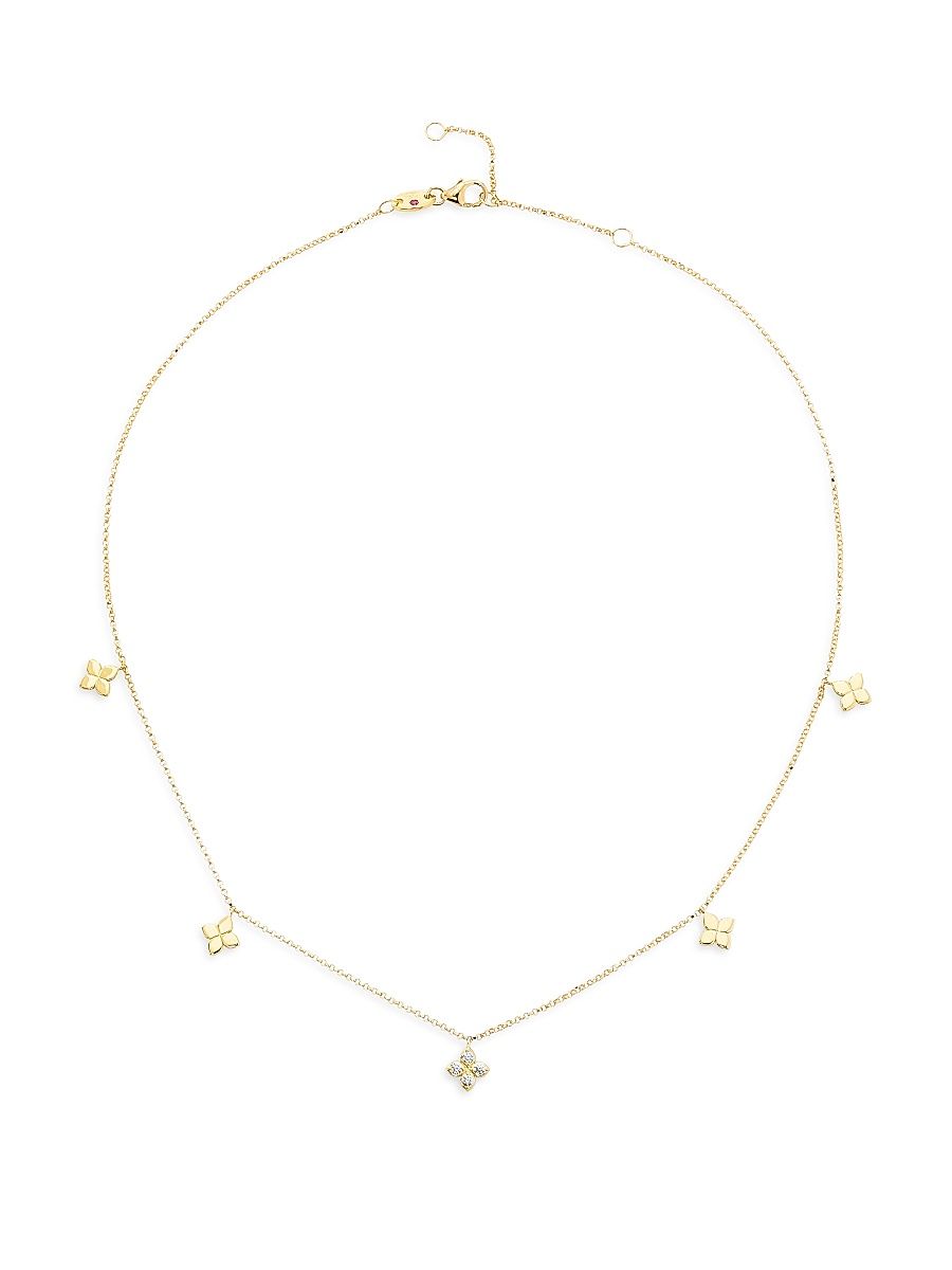 Women's 18K Yellow Gold & 0.08 TCW Diamond Charm Necklace - Yellow Gold