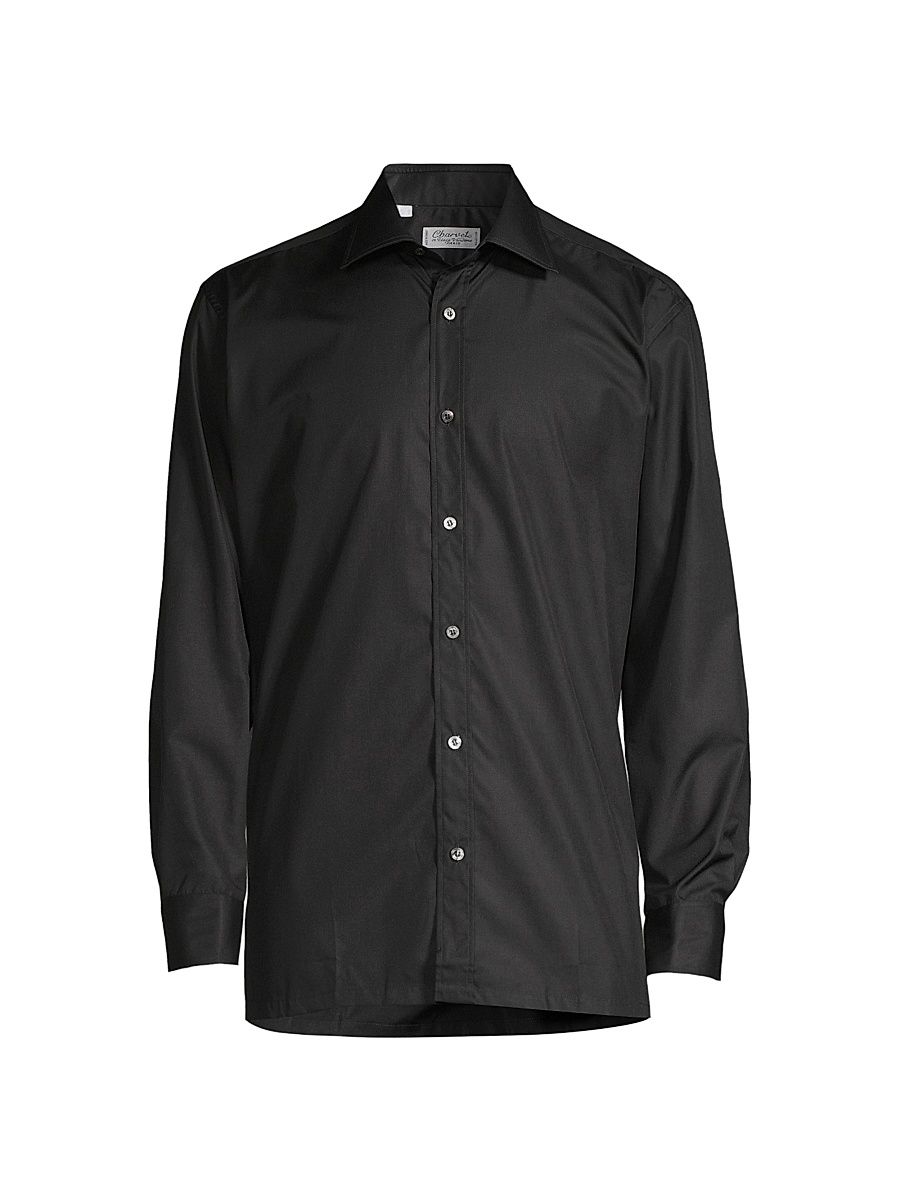 Men's Barrel Cuff Button-Up Shirt - Black - Size 17.5