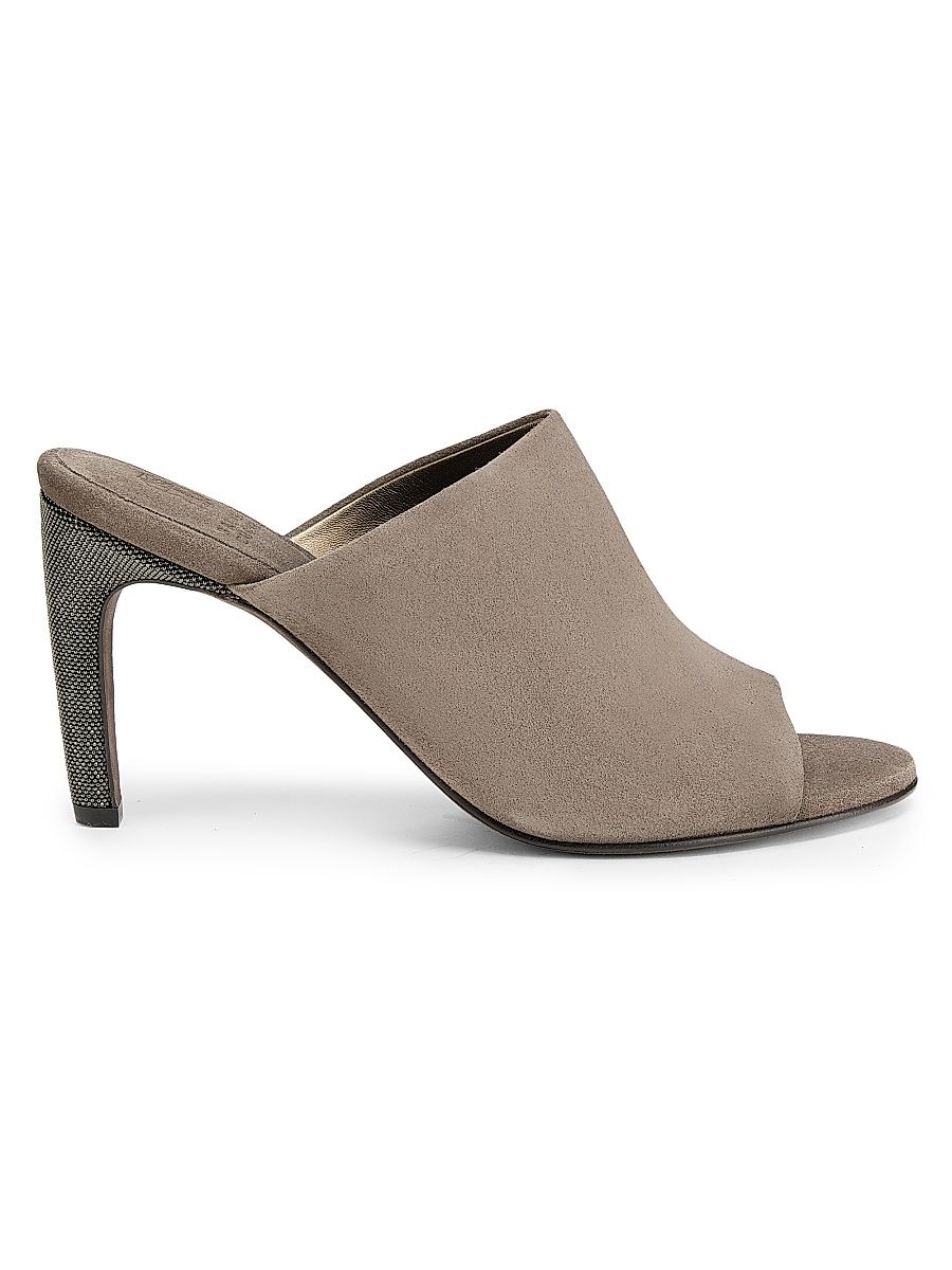 Women's Curved Monili 80MM Suede Mules - Torba - Size 5.5