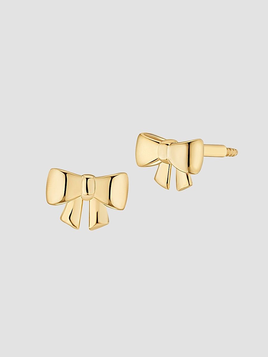 Women's 14K Yellow Gold Bow Studs - Gold