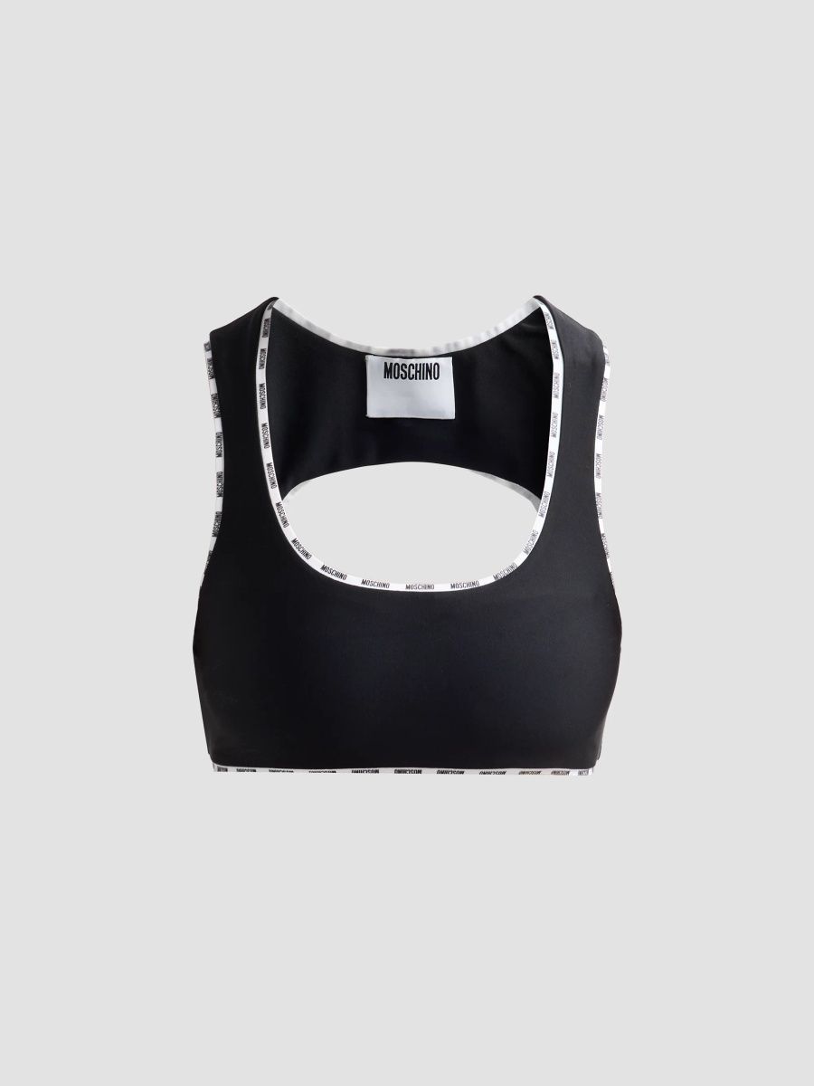 Moschino Women's Logo Tape Sports Bra - Black - Size 2
