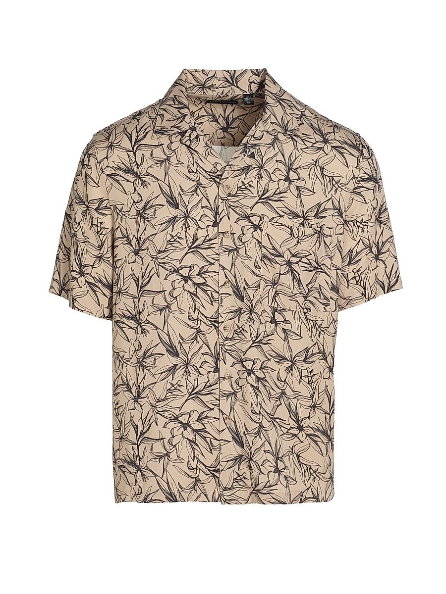 Men's Vine Floral Camp Shirt - Taupe Multi - Size XL