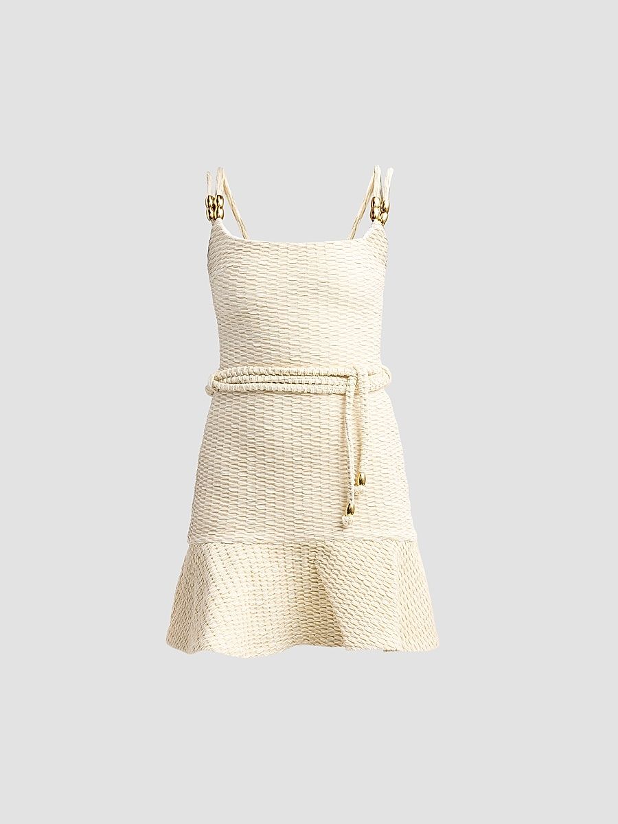 Women's Golden Knit Mini Dress - Off White - Size XS