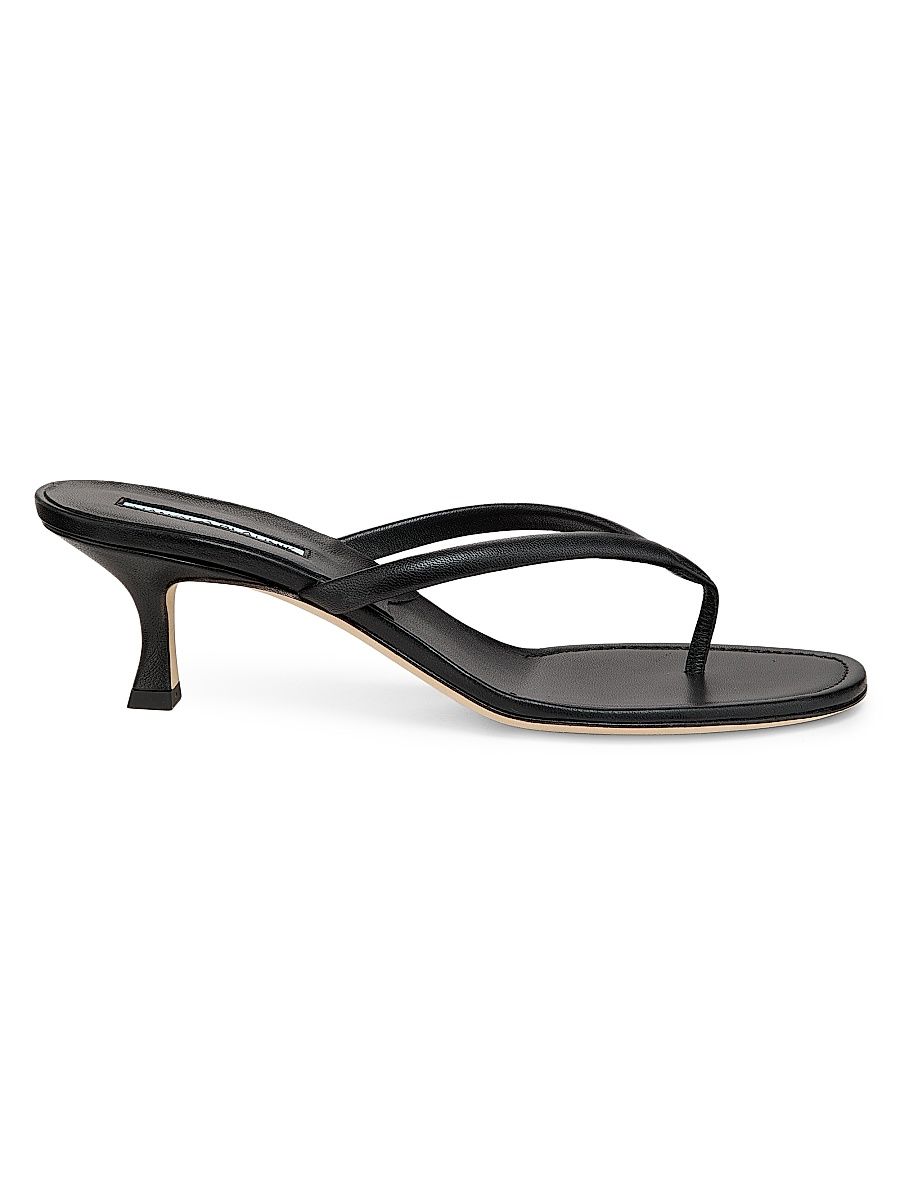 Women's Paterno 50MM Leather Thong Sandals - Black - Size 7