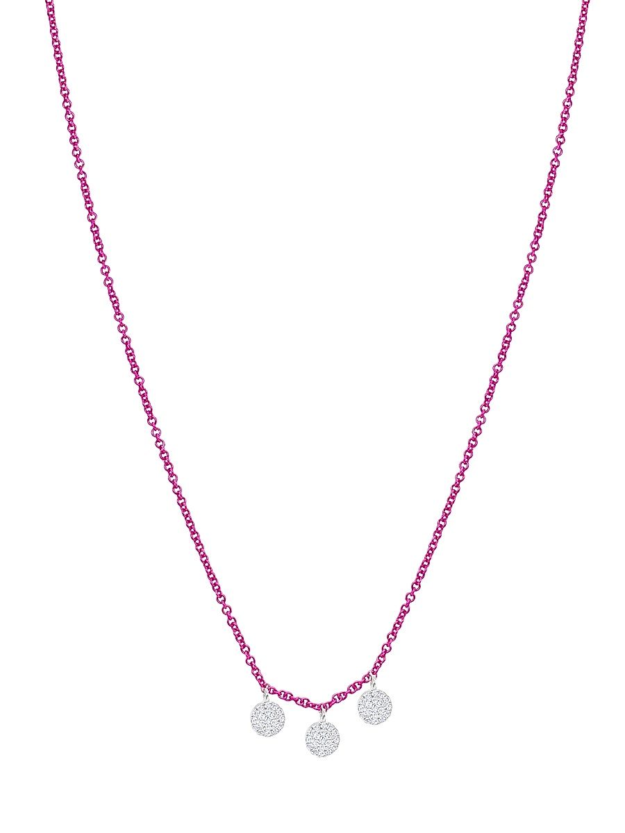 Women's Pink-Rhodium-Plated 14K White Gold & 0.09 TCW Diamond Necklace - Pink