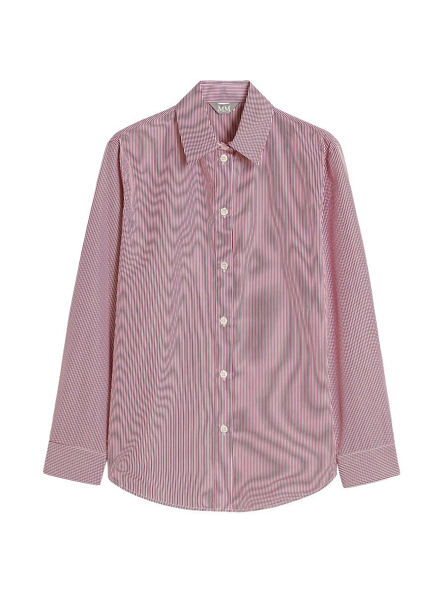 Women's Cotton Poplin Shirt - Dark Red - Size 16