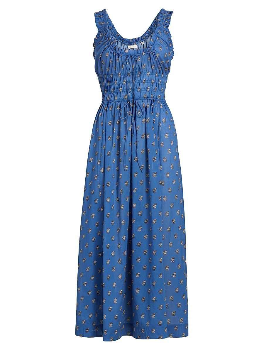 Women's Emmaretta Floral Foulard Cotton Midi-Dress - Eartha Paisley - Size Small