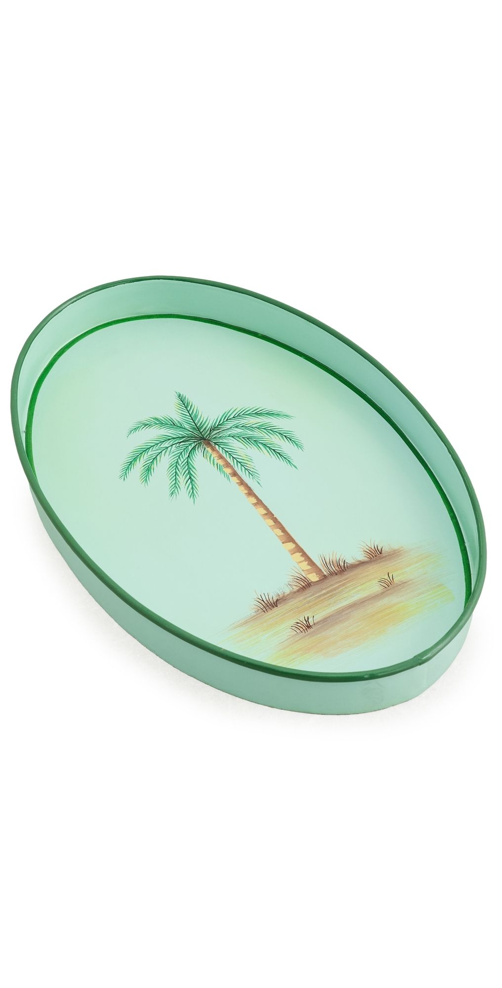 Les Ottomans Fauna Hand Painted Iron Tray Light Green/Brown One Size
