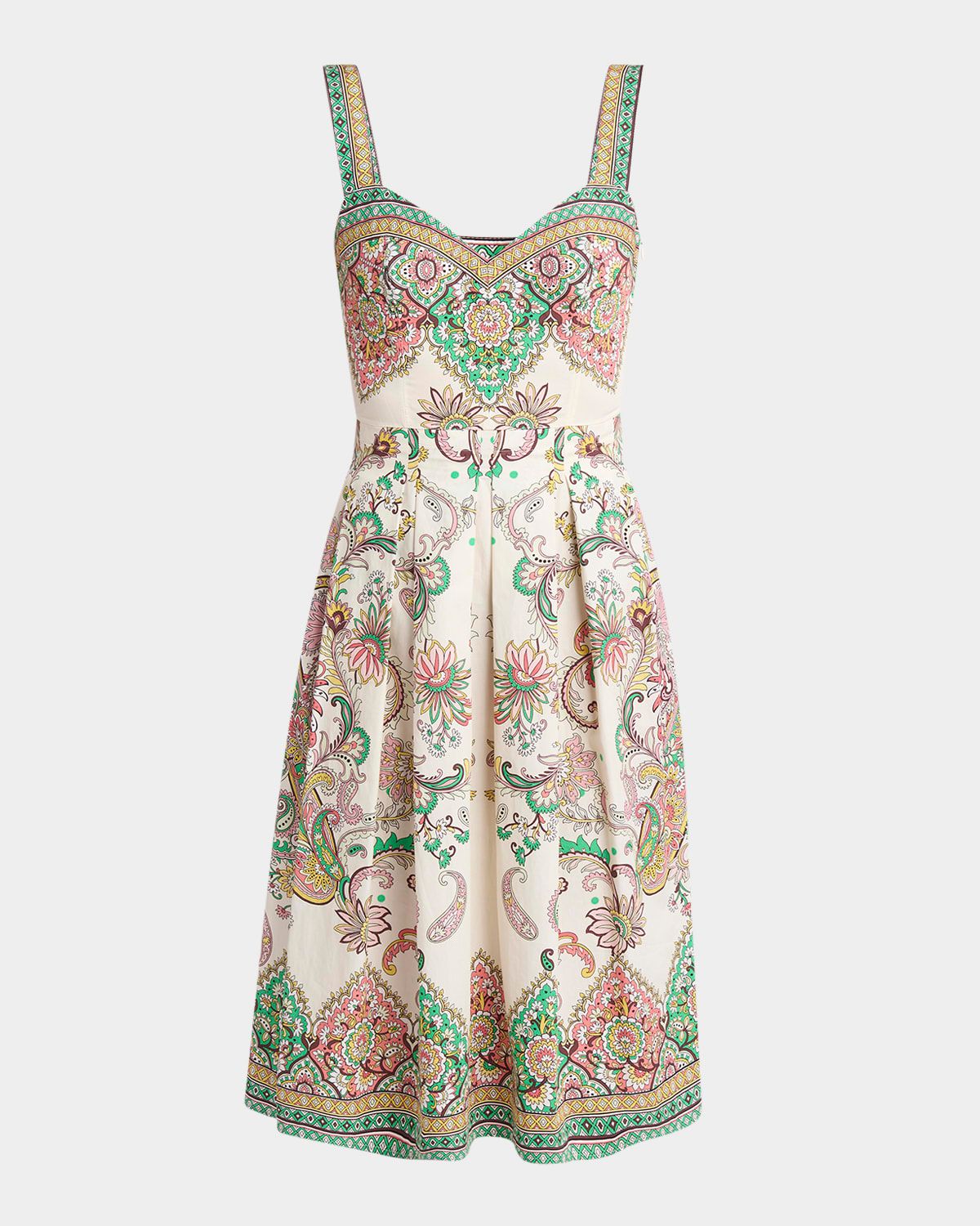 Paisley Cotton Sweetheart Midi Dress